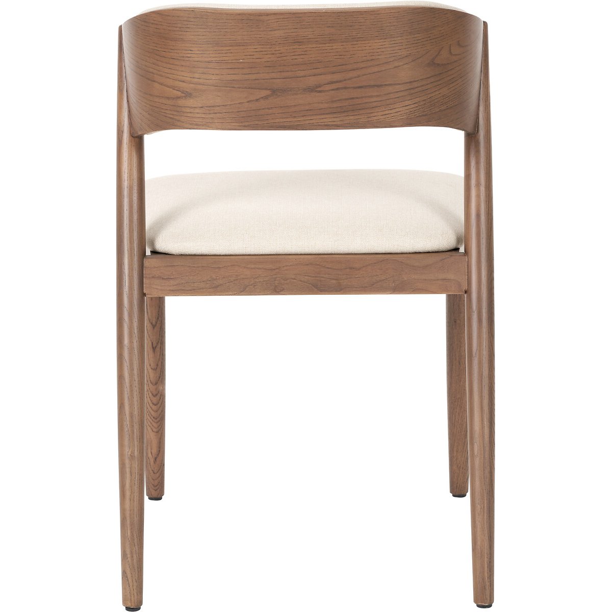 Elion Mid-Century Linen & Ash Wood Curved Back Dining Chair dark wood, ÉDITÉ