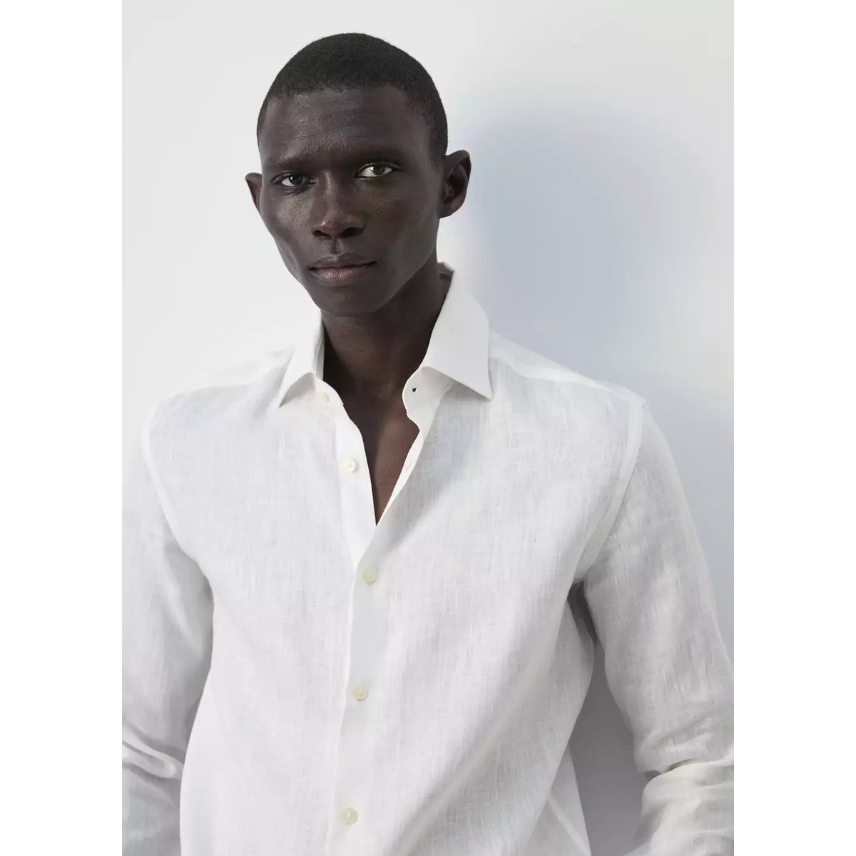 Chemise slim-fit 100 % lin blanc, MANGO MAN