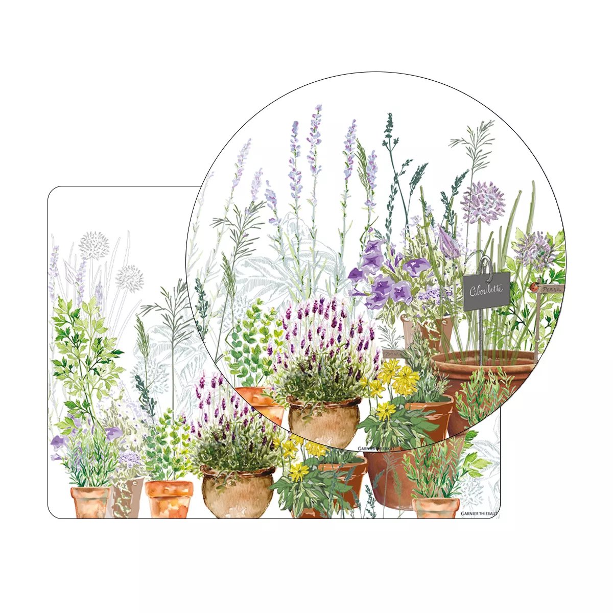 Set vinyle JARDIN AROMATIQUE provence, GARNIER THIEBAUT