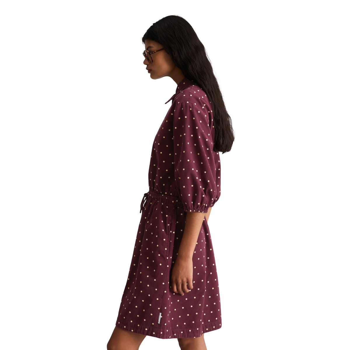 Robe courte en seersucker, coupe trapèze en pur coton bio rot, MARC O’POLO DENIM