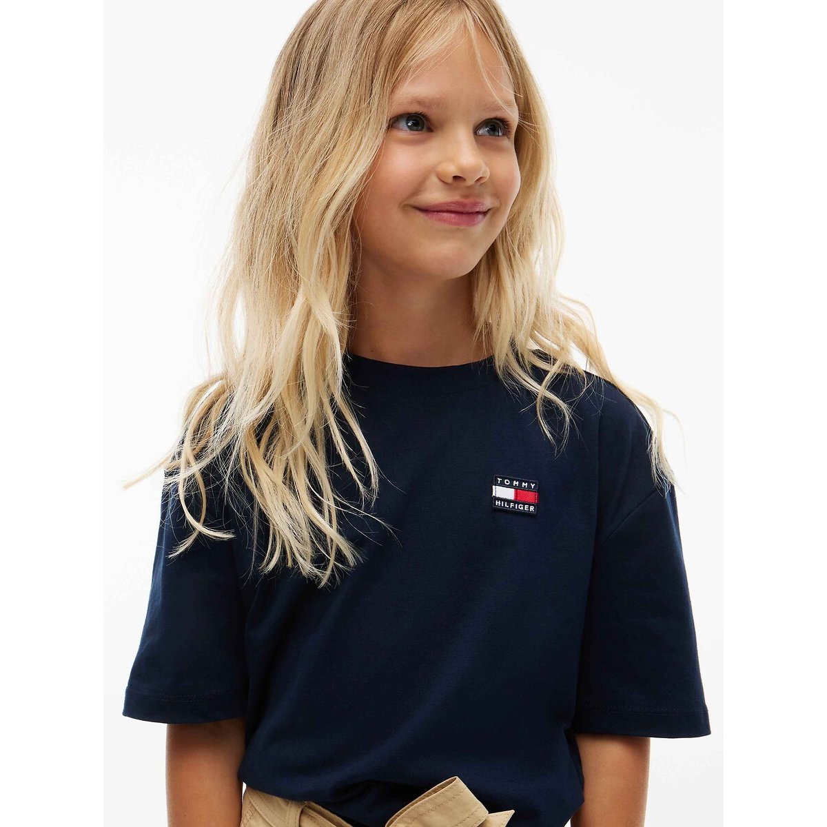 T-shirt maniche corte, logo ricamato blu marino, TOMMY HILFIGER