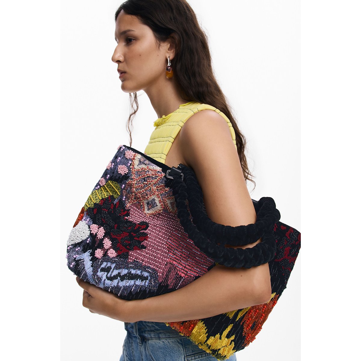 Sac à bandoulière moyen avec perles multicolore, DESIGUAL