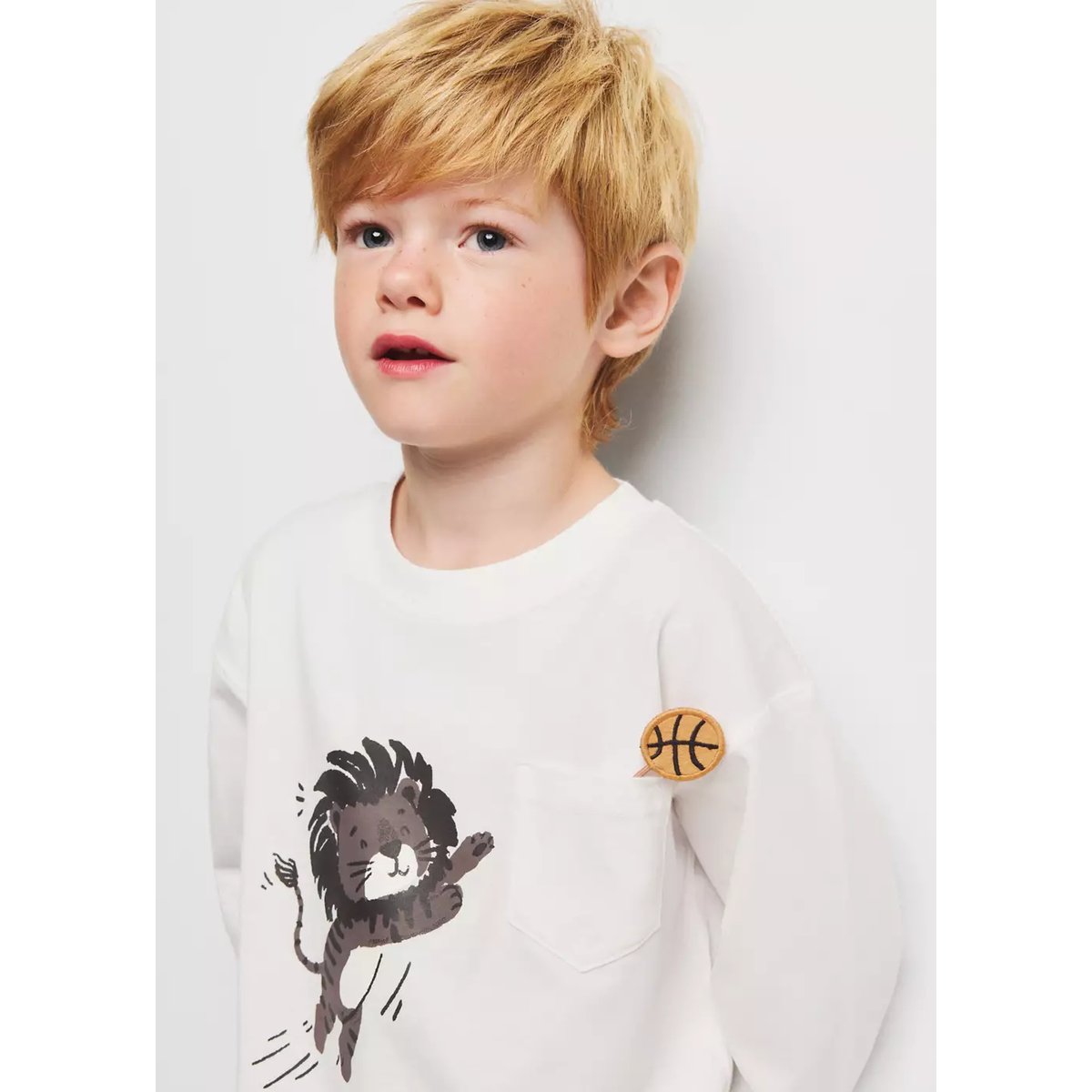 T-shirt en coton imprimé blanc cassé, MANGO BABY