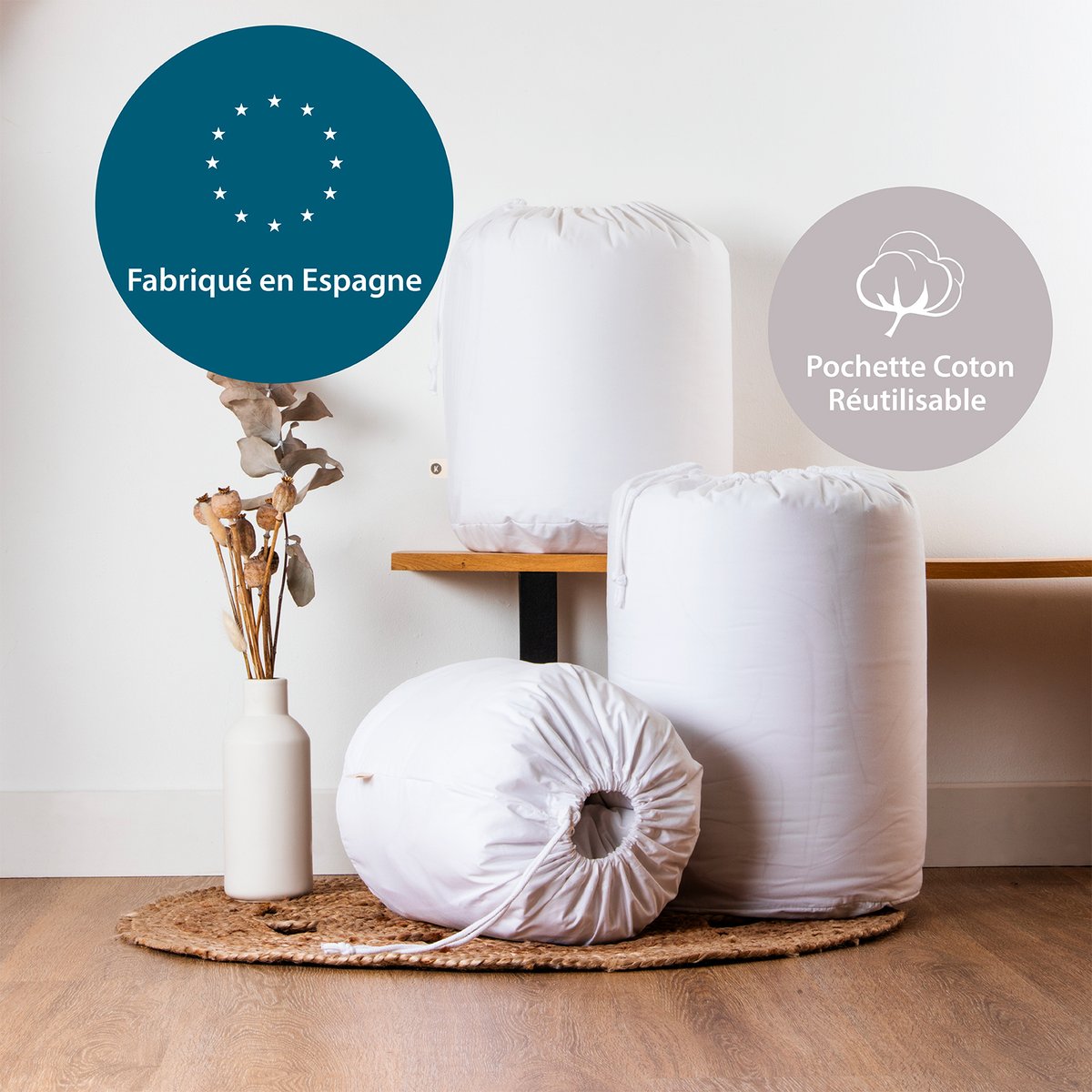 Couette Enfant très chaude en Duvet et Plumes, LANAÏ couleur unique, KADOLIS