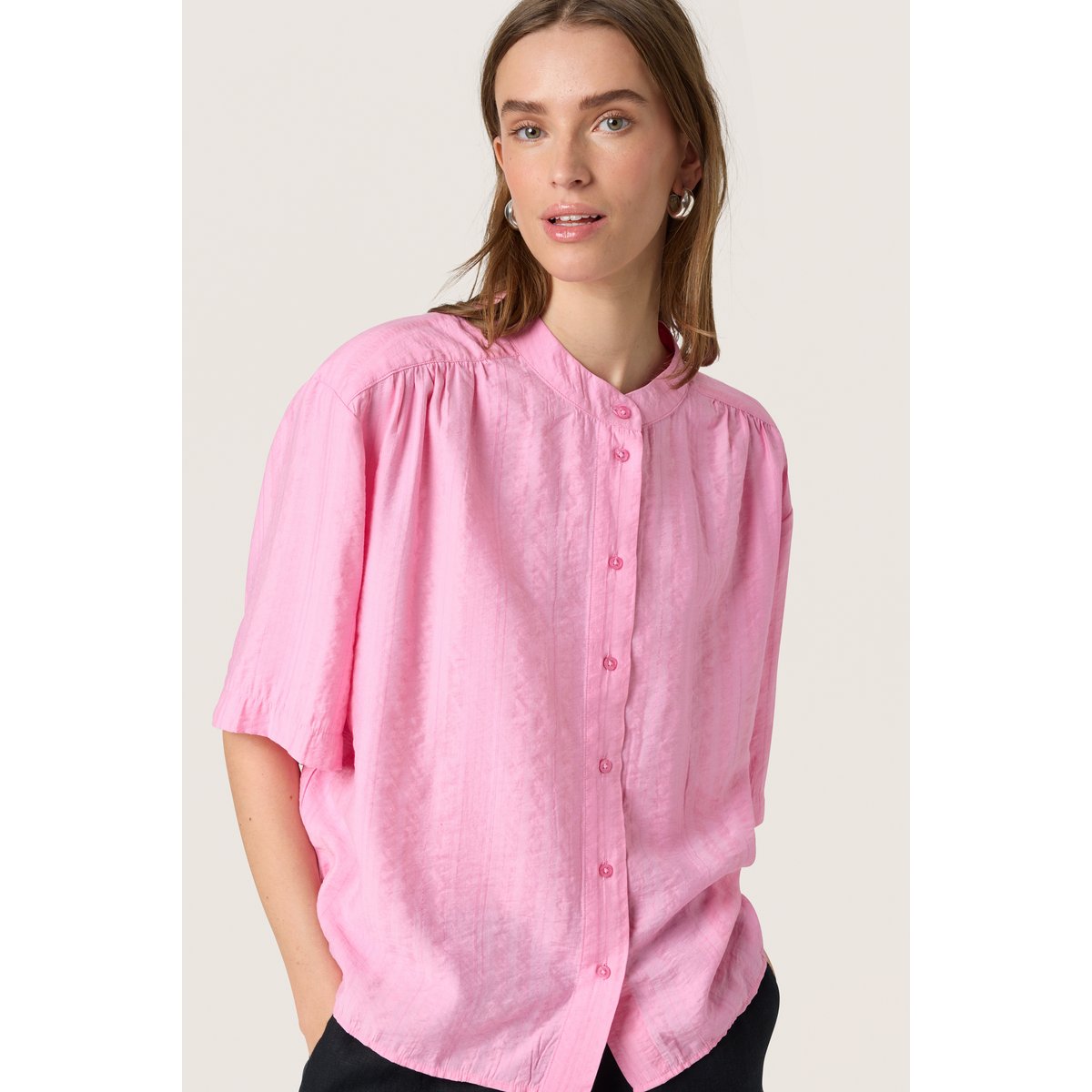 Chemise à manches courtes rose rosebloom, SOAKED IN LUXURY