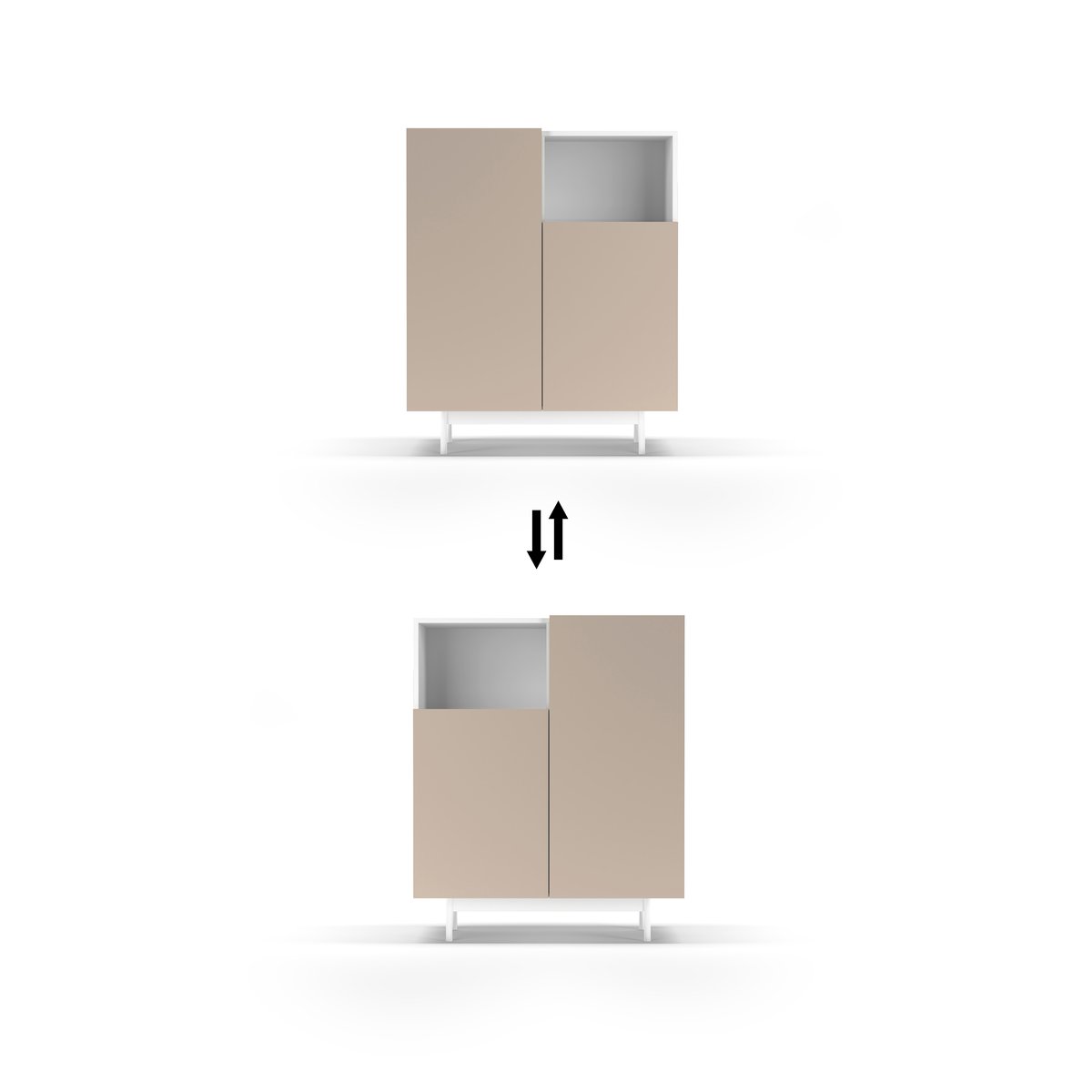 Buffet placard 2 portes, PRINTED blanc-taupe, HERDASA