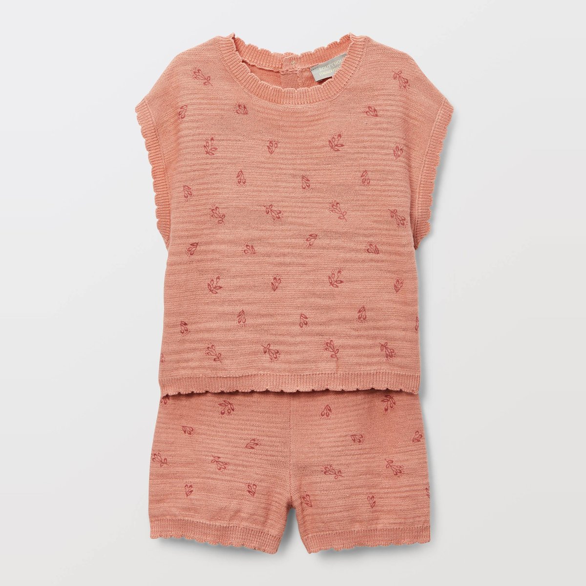 Ensemble pull sans manches et short tricots unis en coton canyon, BOUT'CHOU