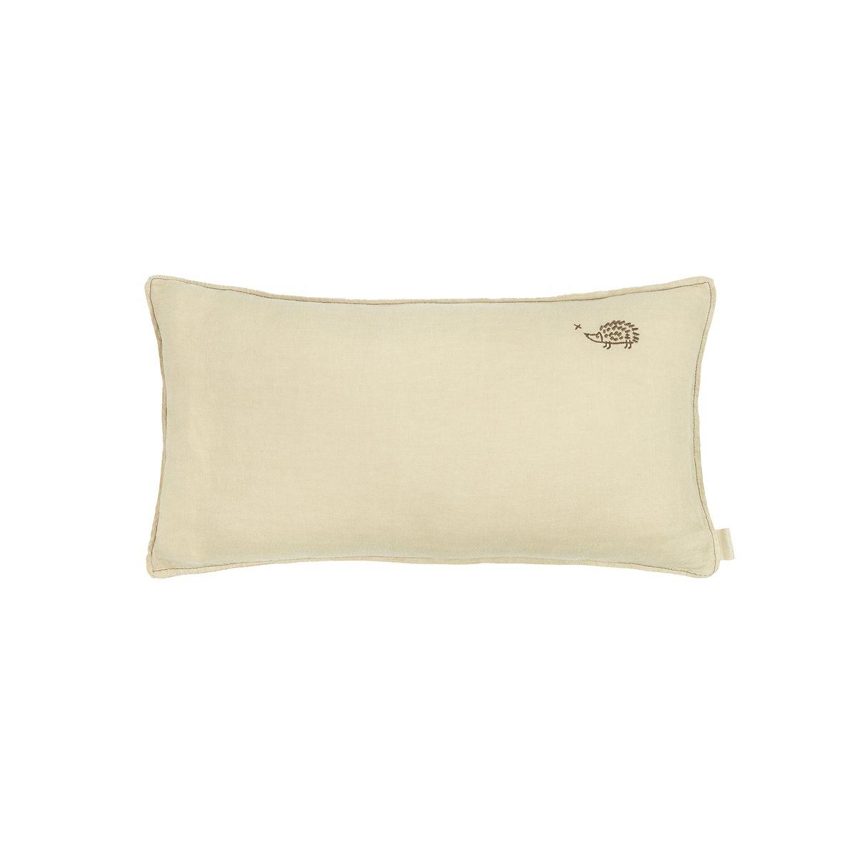 Coussin rectangulaire brodé en lin français lavé L1N0 green tea, NOBODINOZ