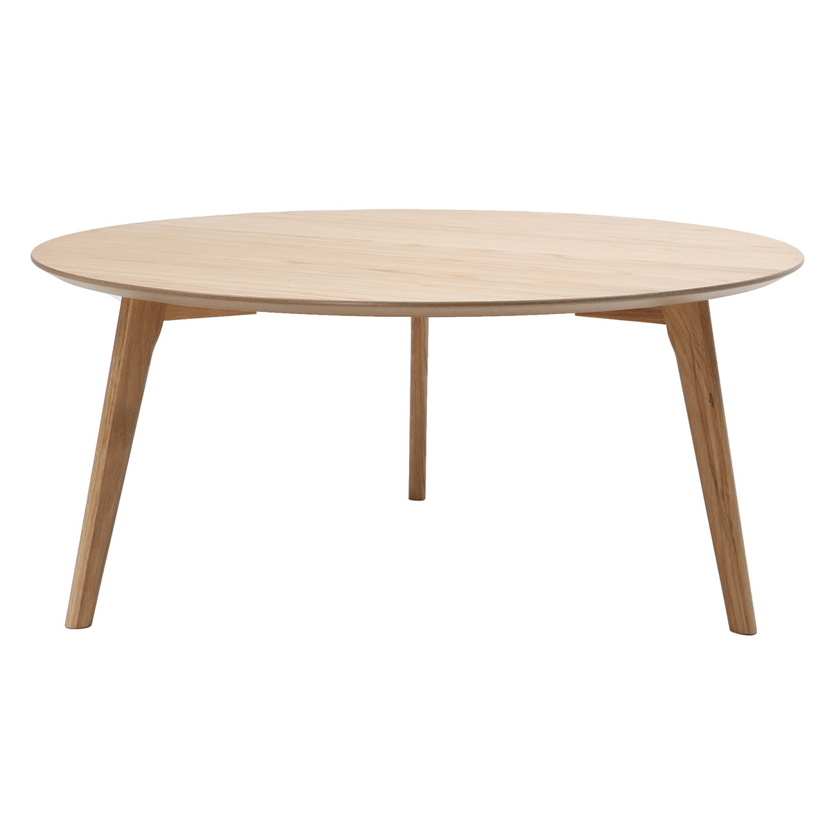 Table basse ronde scandinave bois clair chêne D90 cm ORKAD chêne clair, MILIBOO