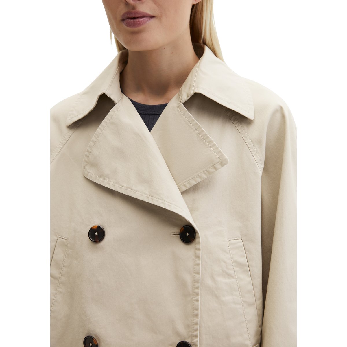 Veste trench relaxed en sergé de coton organique gris clair, MARC O'POLO