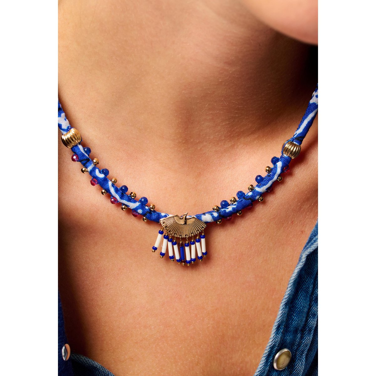Collier cordon avec pendentif SWANNY indigo, HIPANEMA