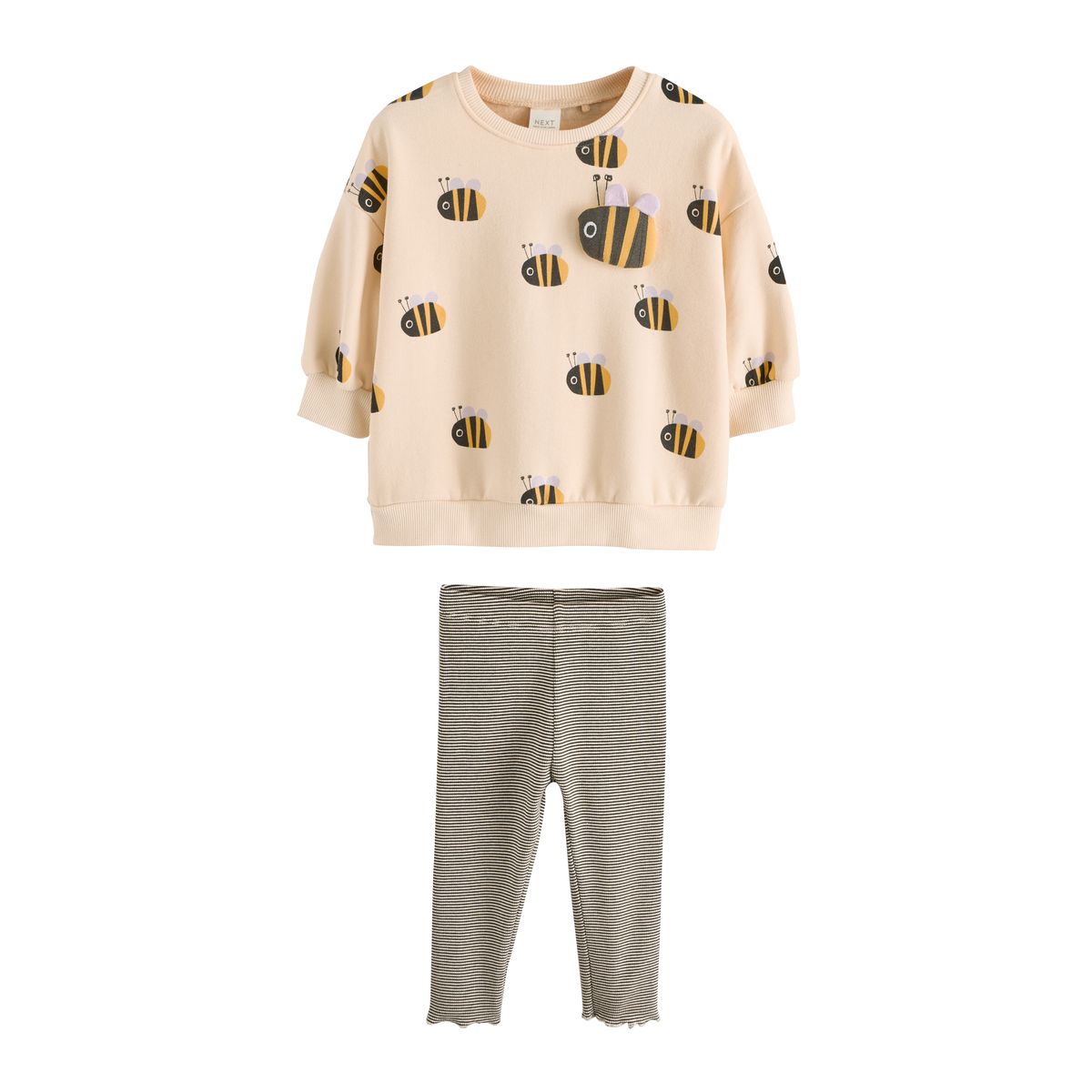 Ensemble sweat et legging abeille à rayures crème, NEXT