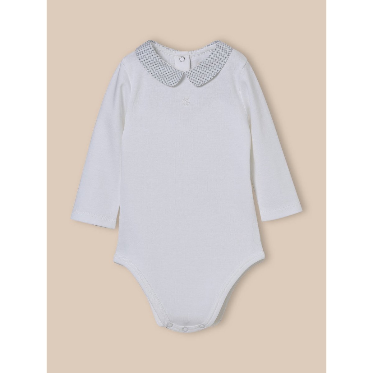 Body col à carreaux - coton biologique tattersall ciel, CYRILLUS