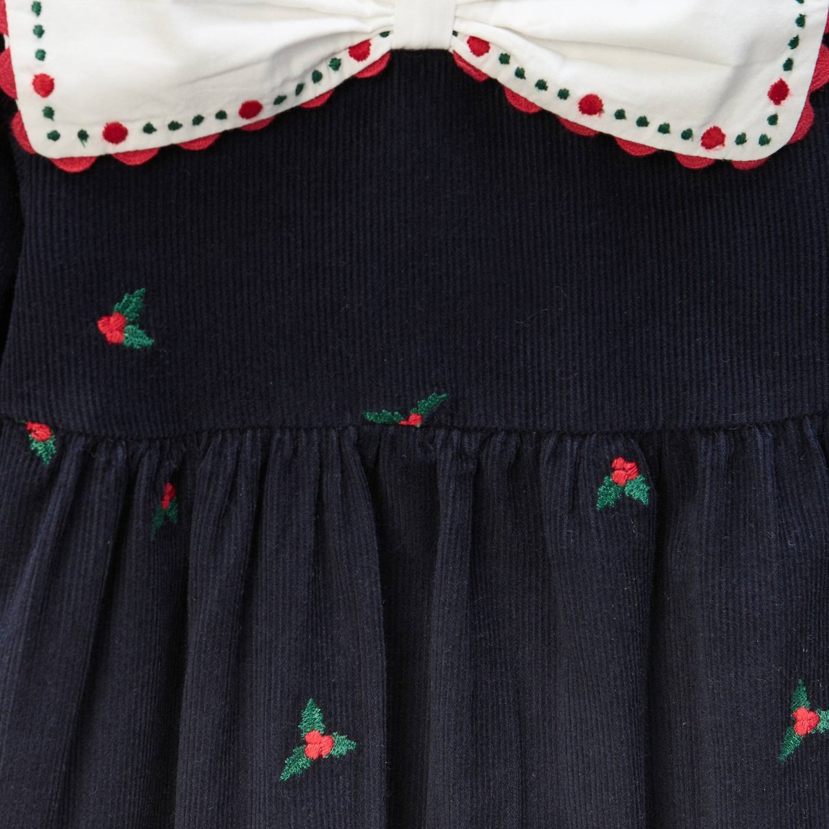 Robe en velours brodée en coton BIO GOTS black iris, BOUT'CHOU