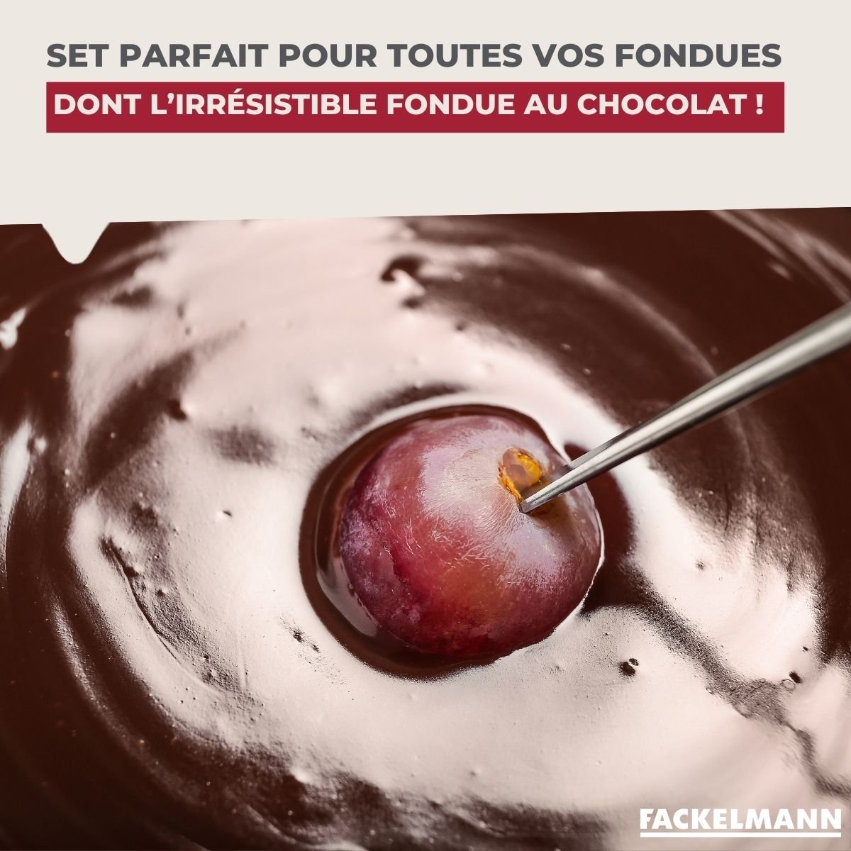 Set à fondue Savoyarde 4 personnes fonte émaillée noir,blanc,rouge, FACKELMANN