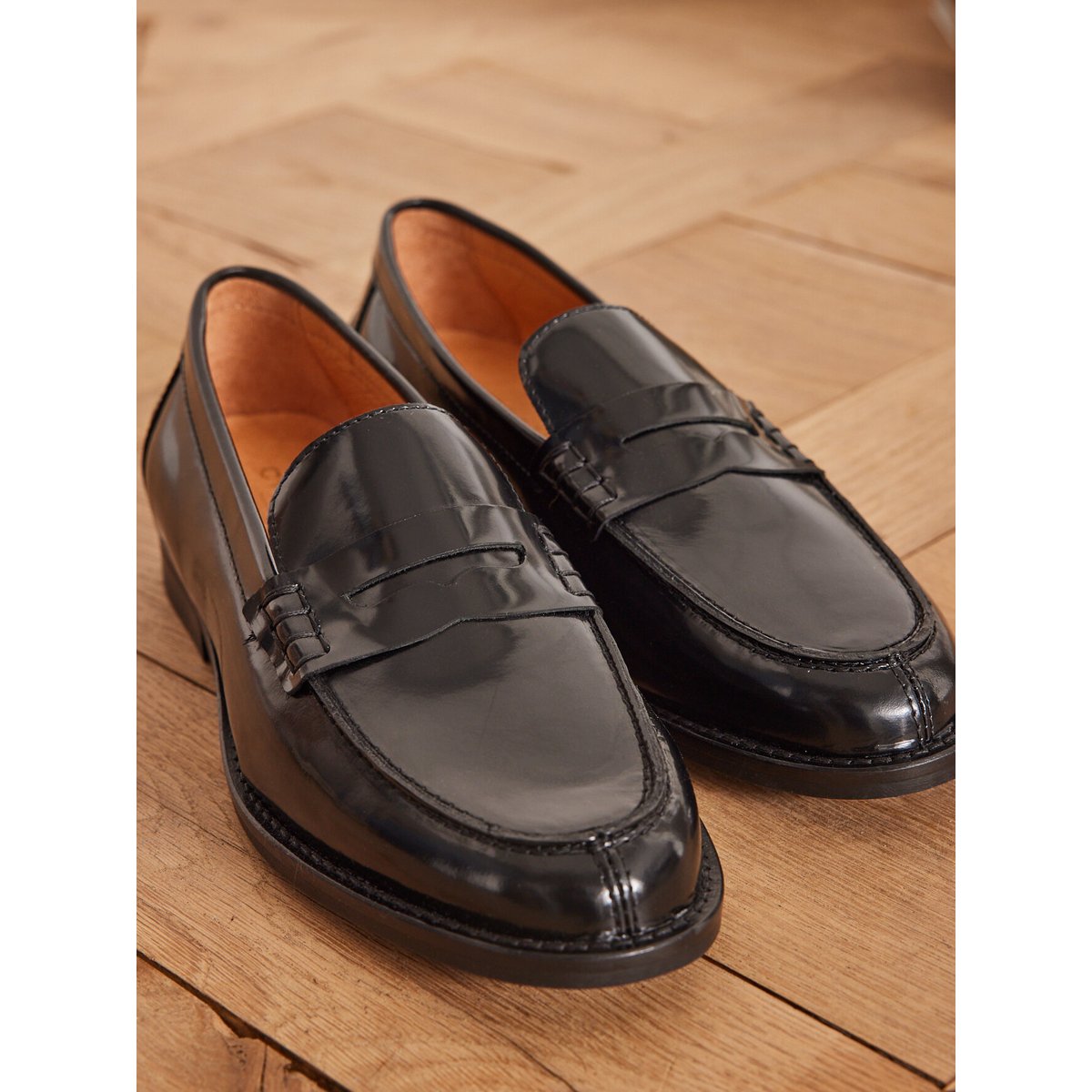 Mocassins cuir vernis noir, CYRILLUS