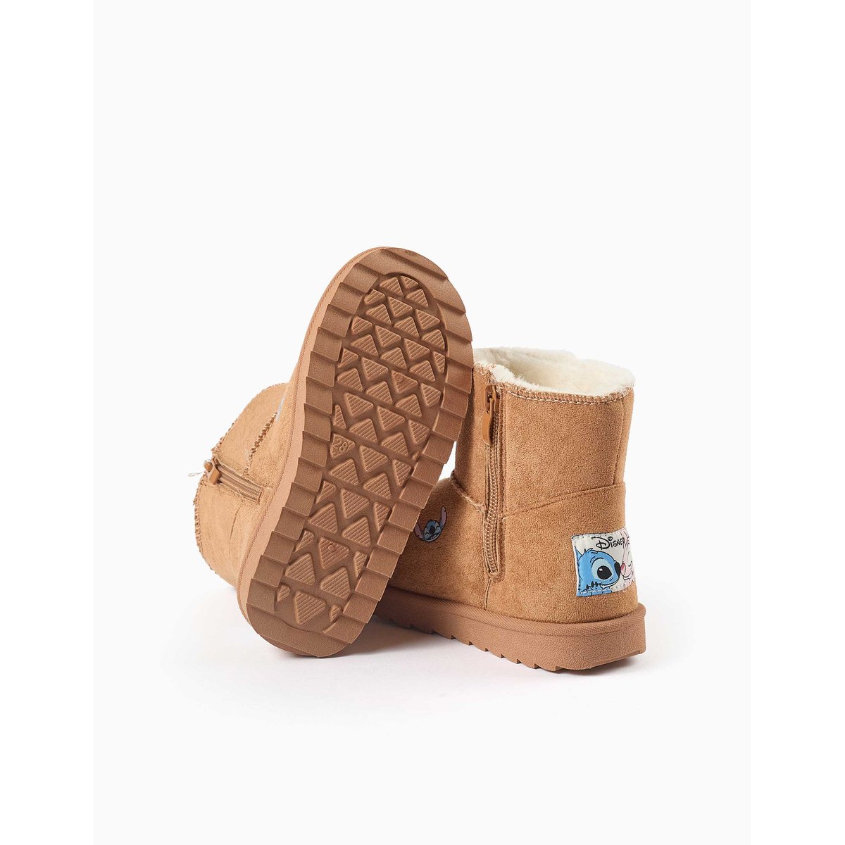Bottines avec doublure en peluche douce synthétique et imprimés Stitch beige foncé, ZIPPY