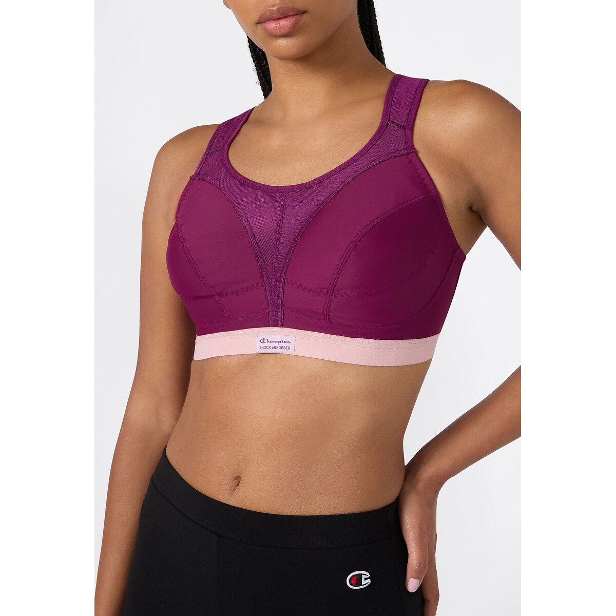 Reggiseno sportivo Active D+ Classic a sostegno estremo melanzana, CHAMPION SHOCK ABSORBER