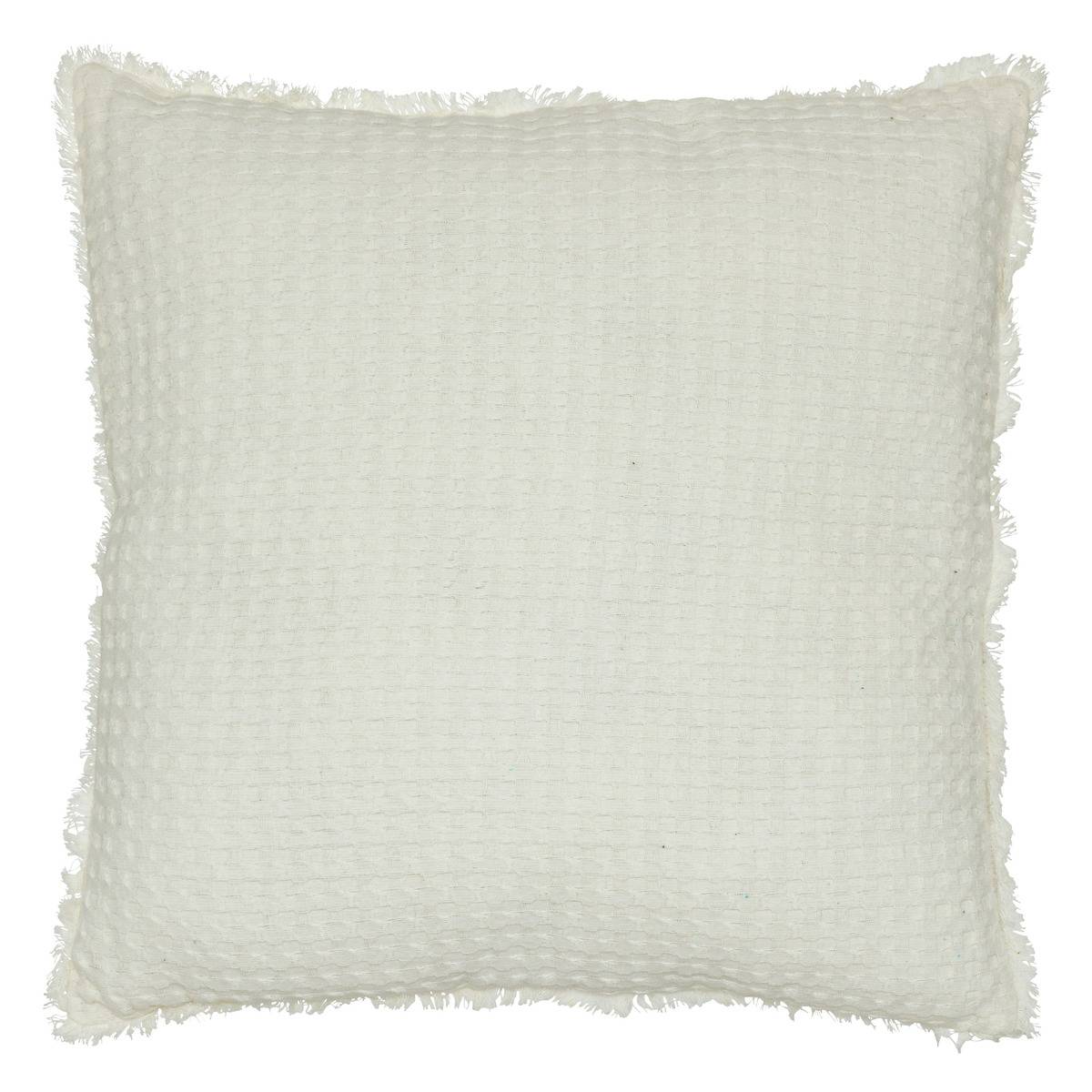 Coussin déhoussable à franges WIDDY ivoire, ATMOSPHERA