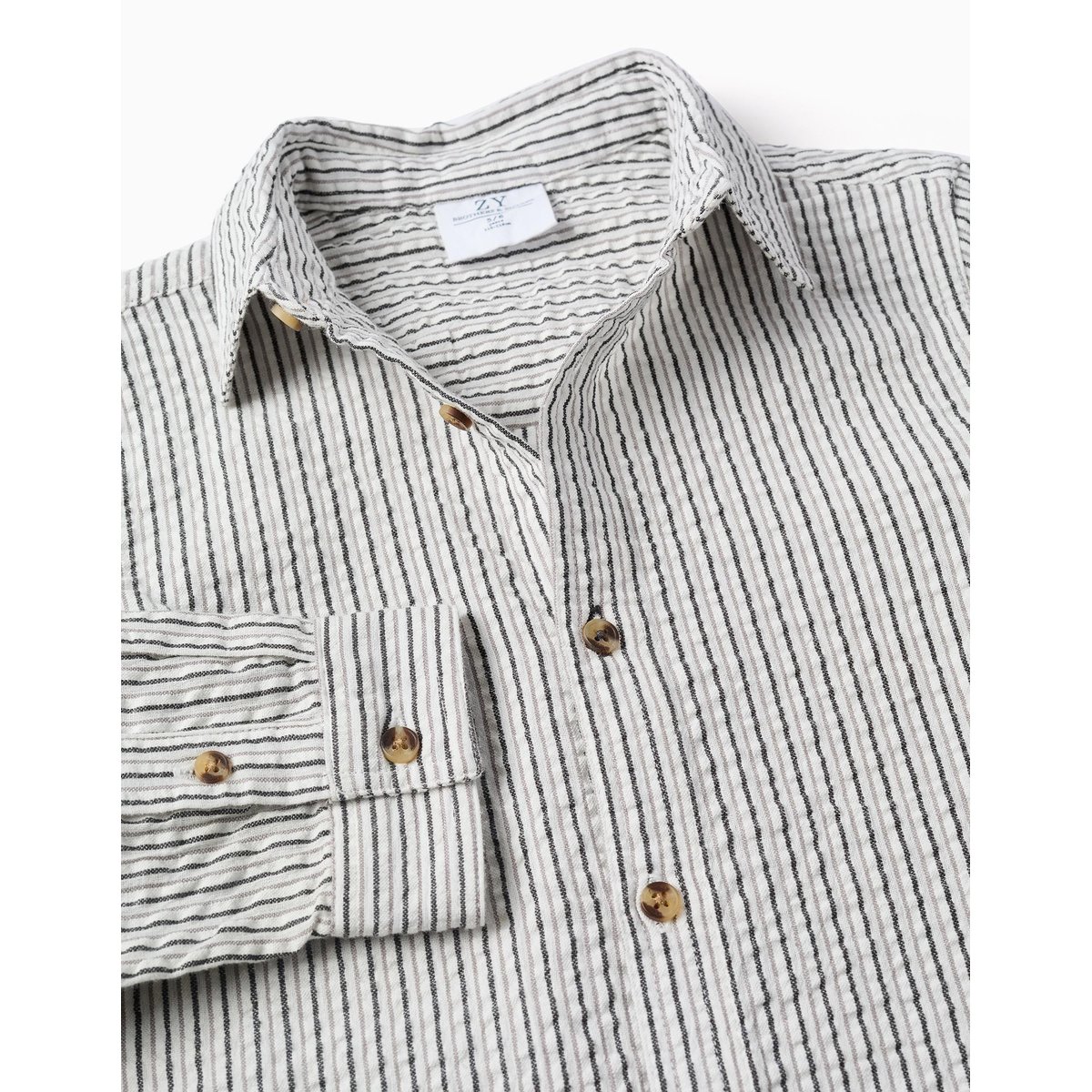 Chemise en coton à manches longues et rayures B&S blanc, ZIPPY