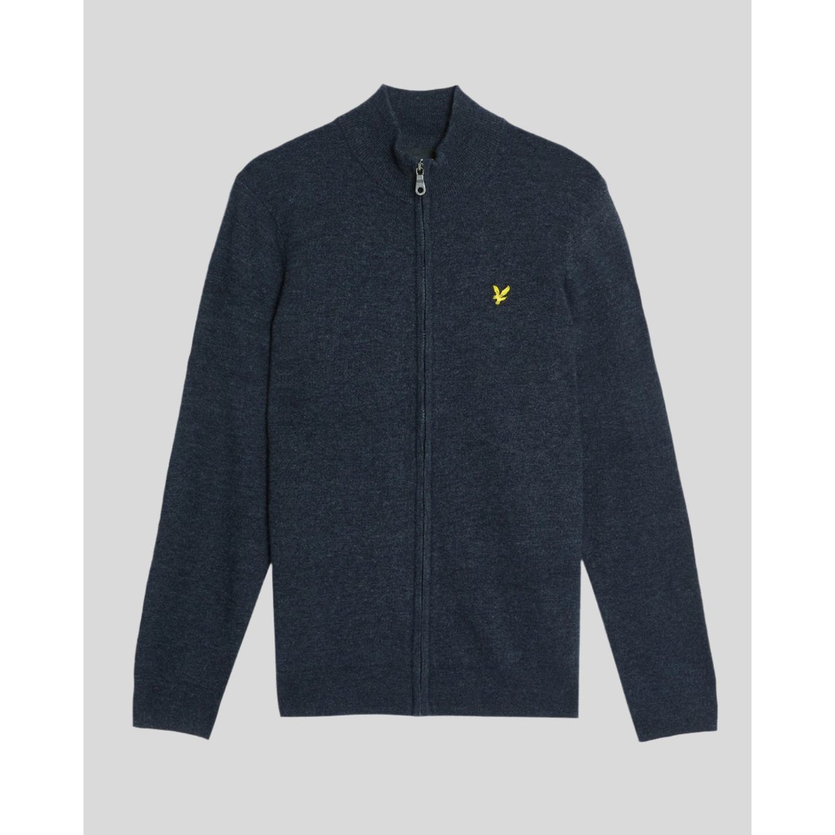Cardigan en mélange de laine zippé bleu foncé marine chiné, LYLE & SCOTT