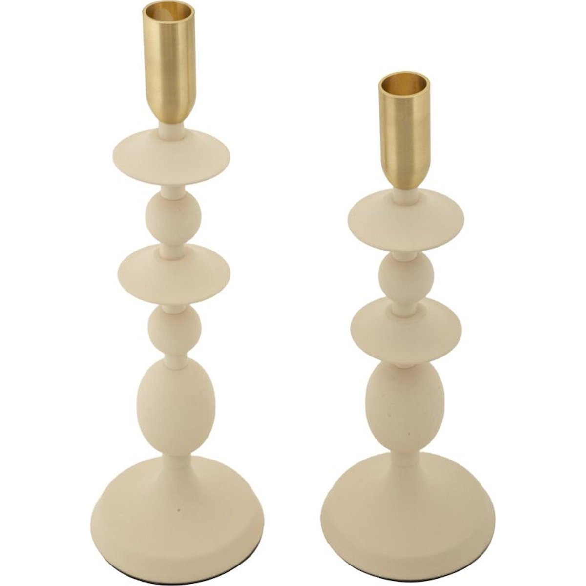 Bougeoirs en fer sculpturaux lot de 2 GLAM crème et doré, RECOLLECTION