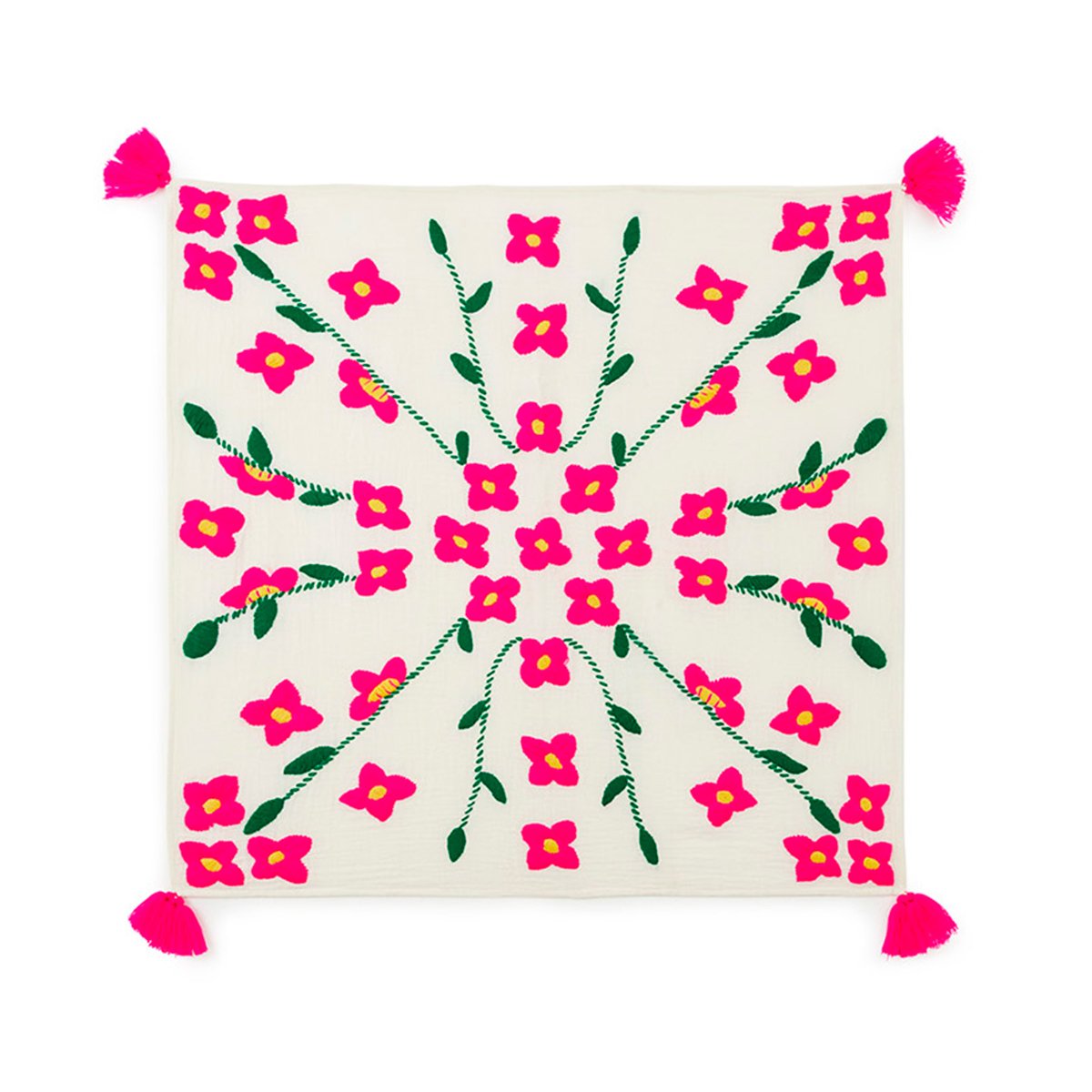 Foulard à pompons avec broderies JODDY blanc, WILD