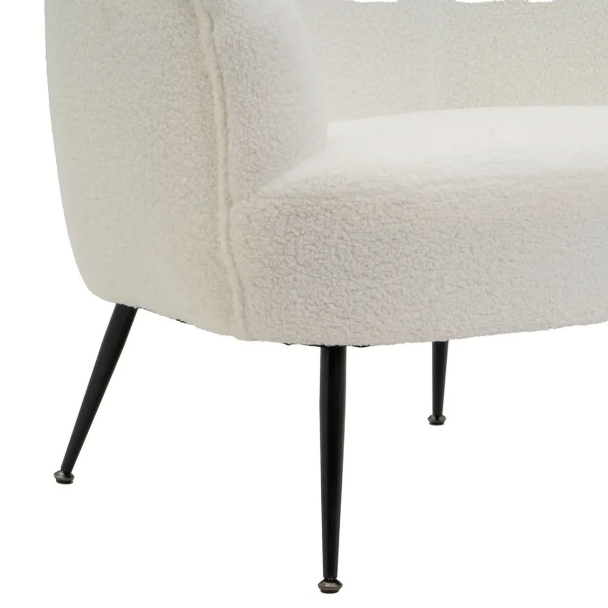 Fauteuil tissu bouclette blanc et pieds métal noir 76x69x70cm blanc, WADIGA