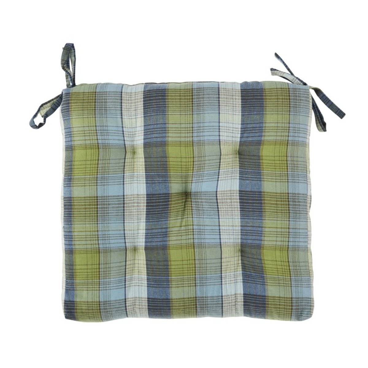 Galette de chaise carreaux coton vert, MADAM STOLTZ