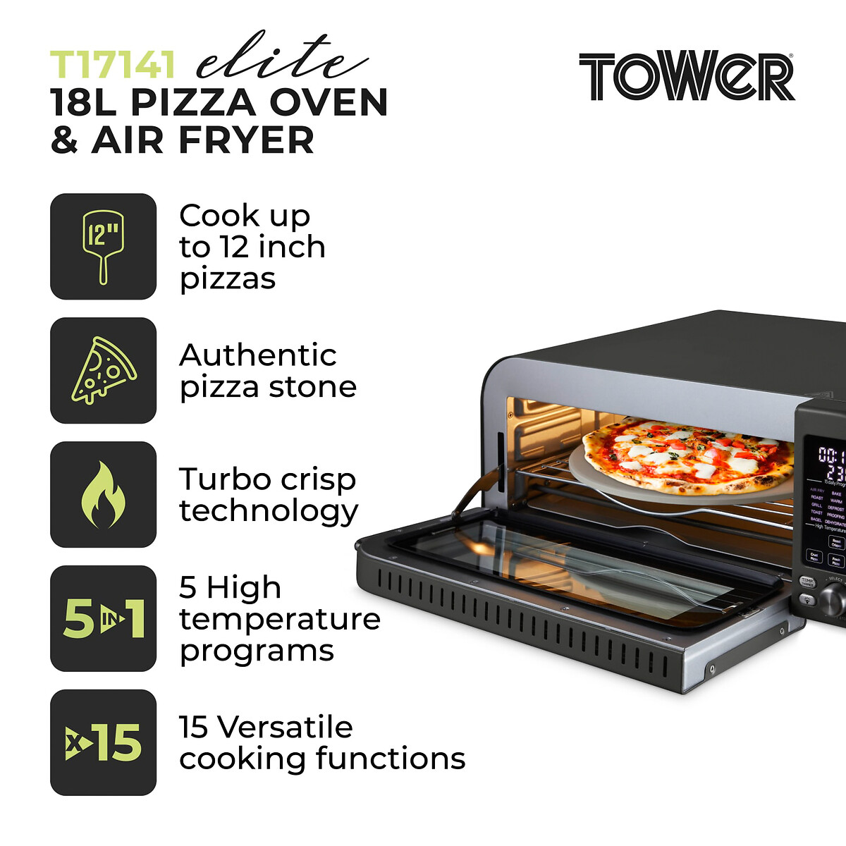 Vortx 18L Pizza Oven - T17141 grey, TOWER