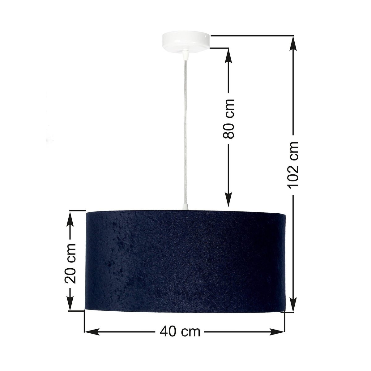 Suspension en tissu, GLAMOUR bleu, argent, BPS KONCEPT