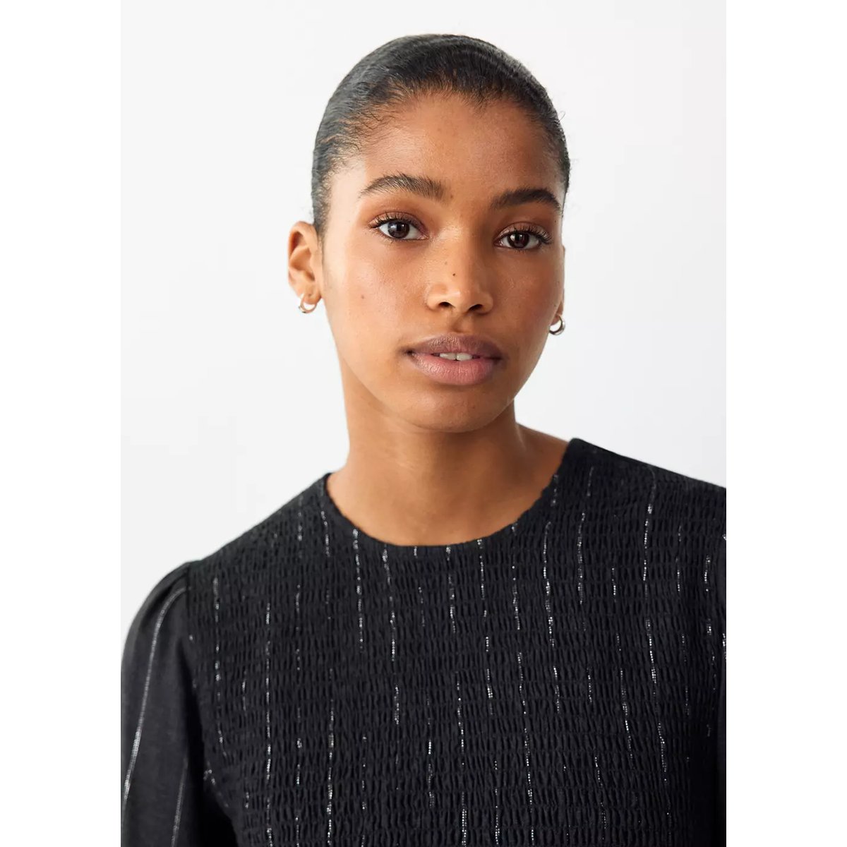 Blouse à motif nid d'abeille en fil métallisé gris anthracite, MANGO TEEN