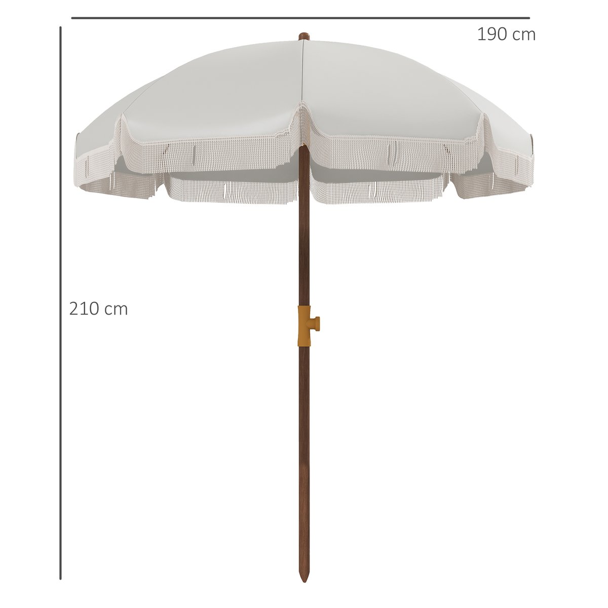 Parasol de plage Polyester Gris clair crème, OUTSUNNY