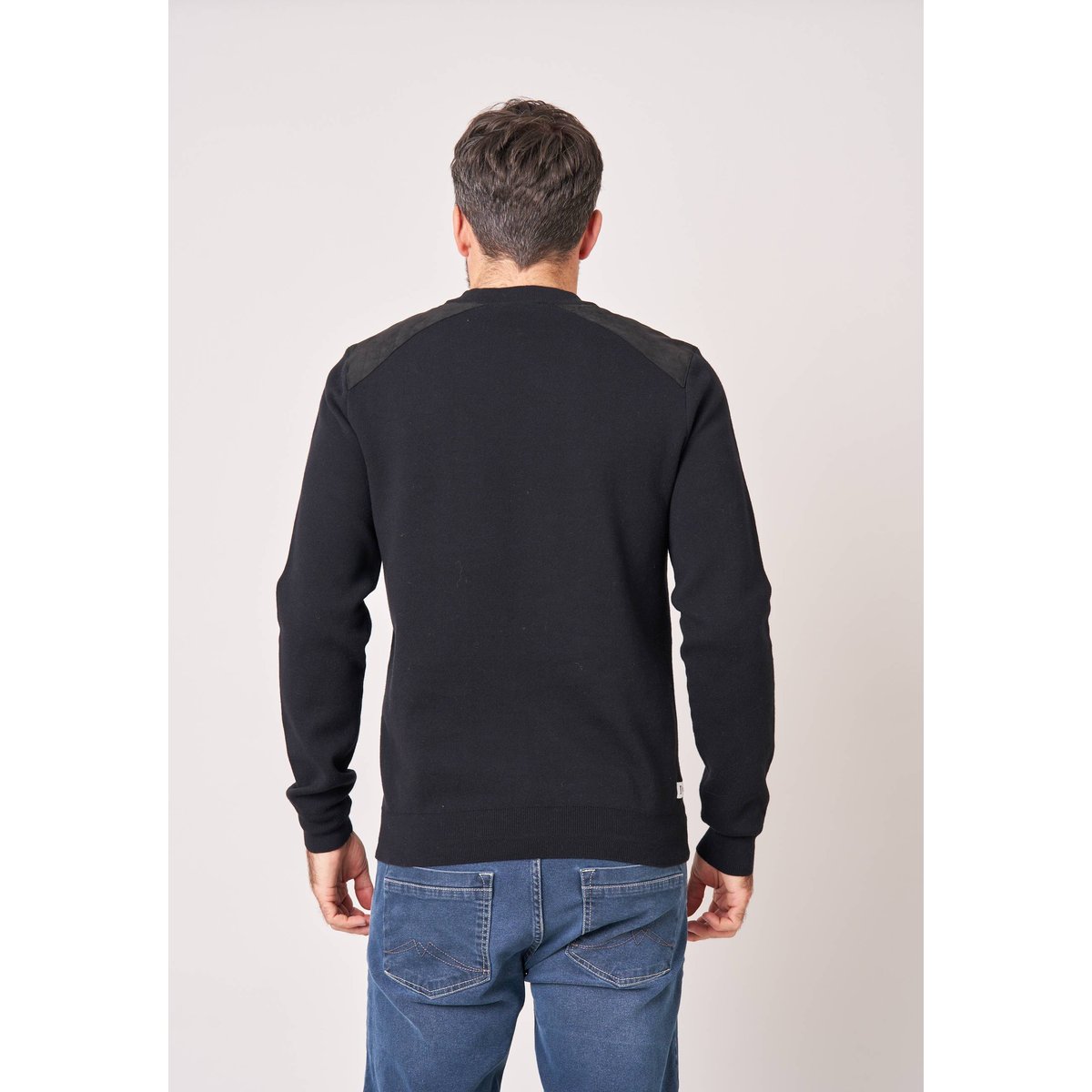 Pull regular homme col montant poche zippée TONNY black, DEELUXE