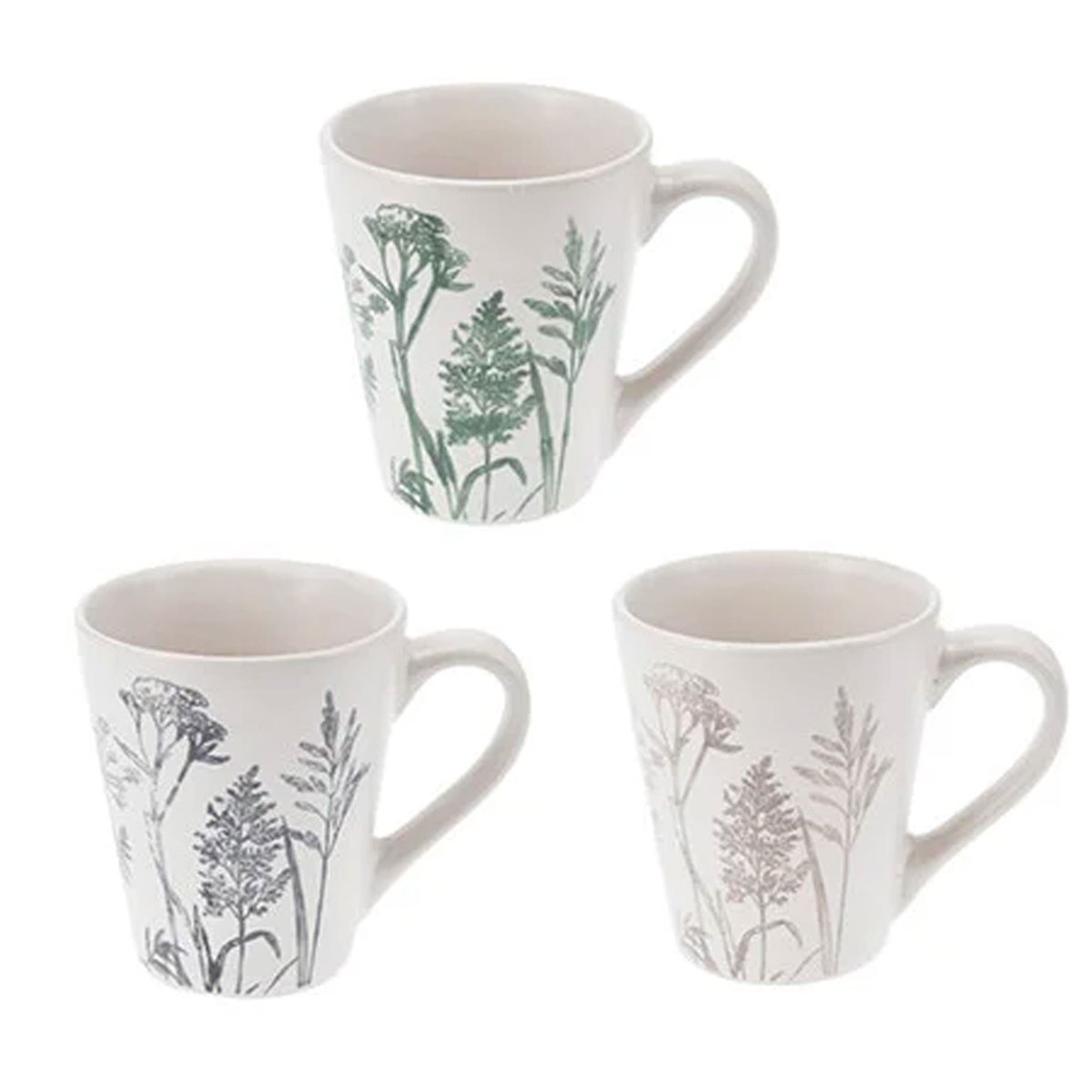 Set de 3 mugs en grés motif fleurs sauvages 360ml multicolore, WADIGA