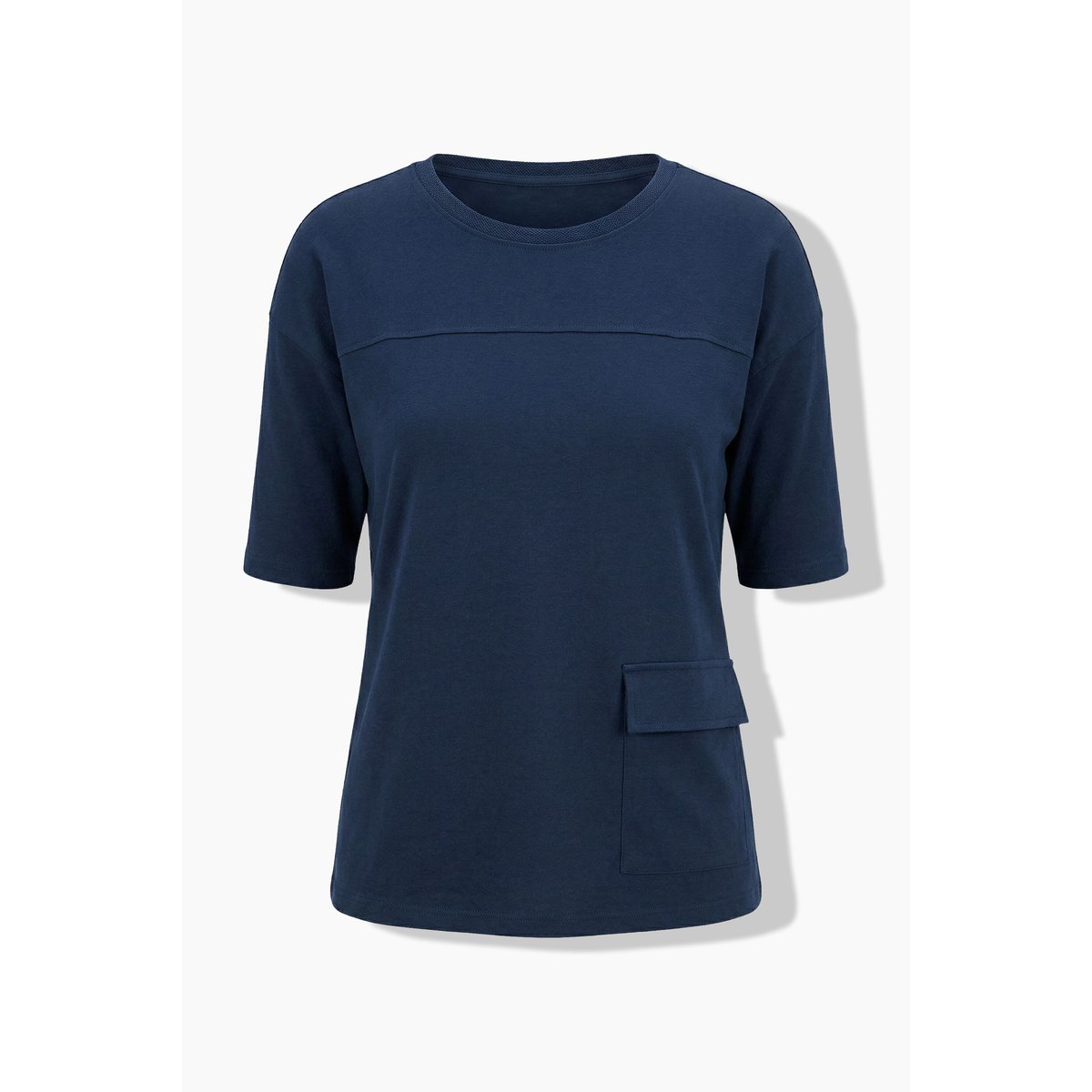 T-shirt en coton bio, poche à la base marine, ULLA POPKEN