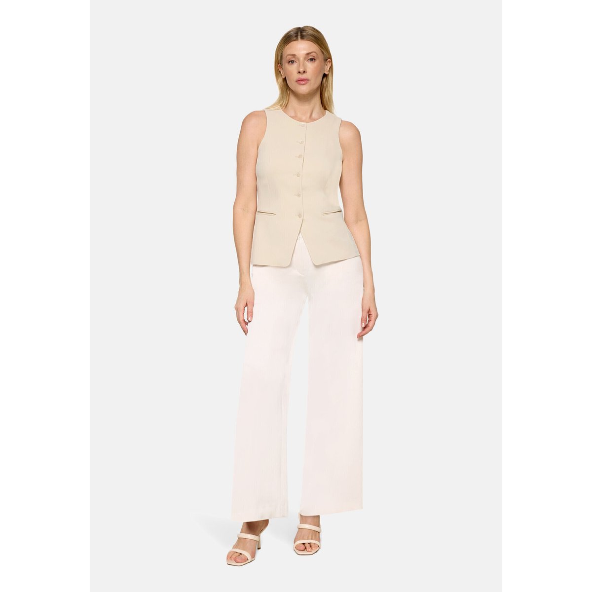 gilet long à patte de boutonnage champagne sorbet, VERA MONT