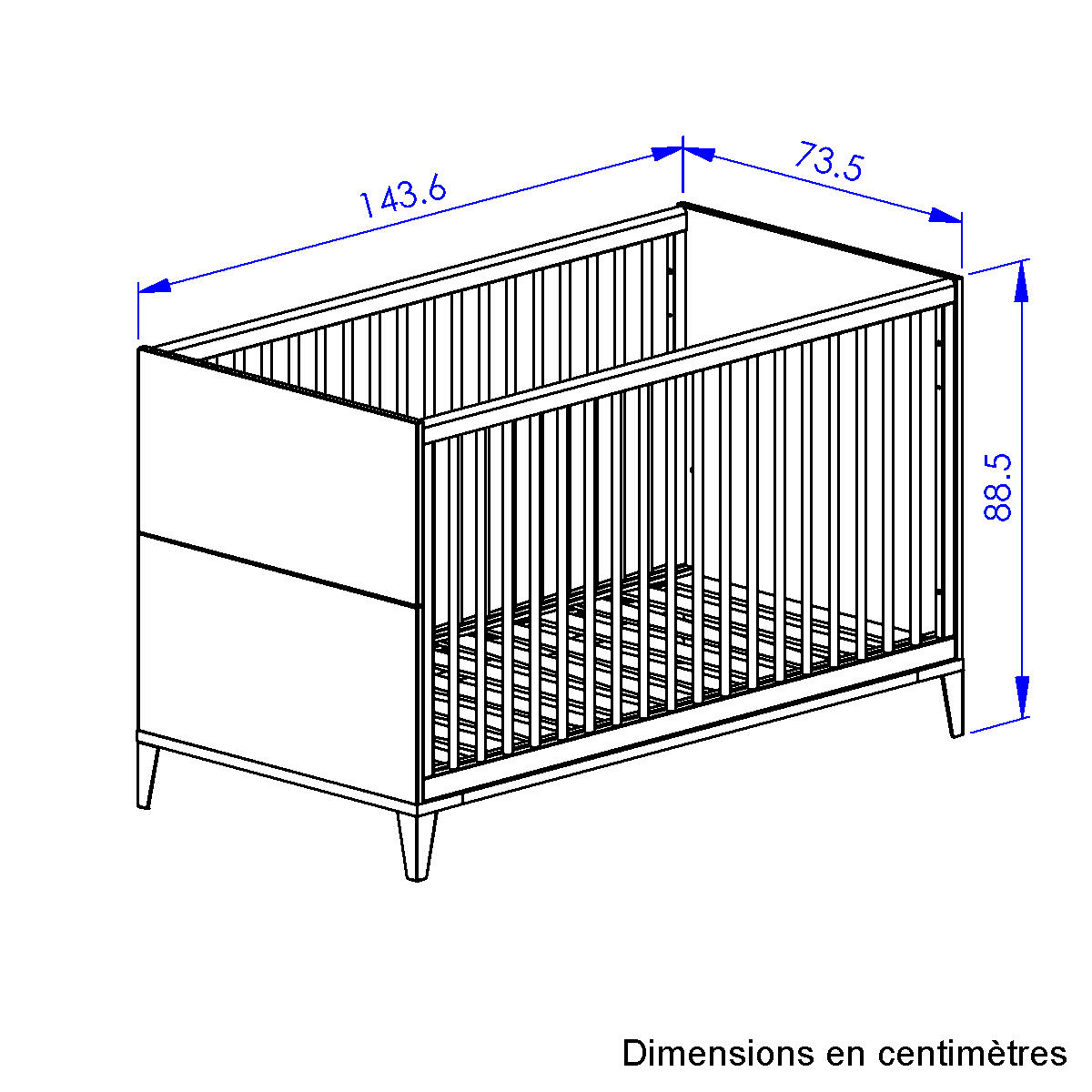 Lit évolutif 70cm x 140cm et pieds s beige, GALIPETTE