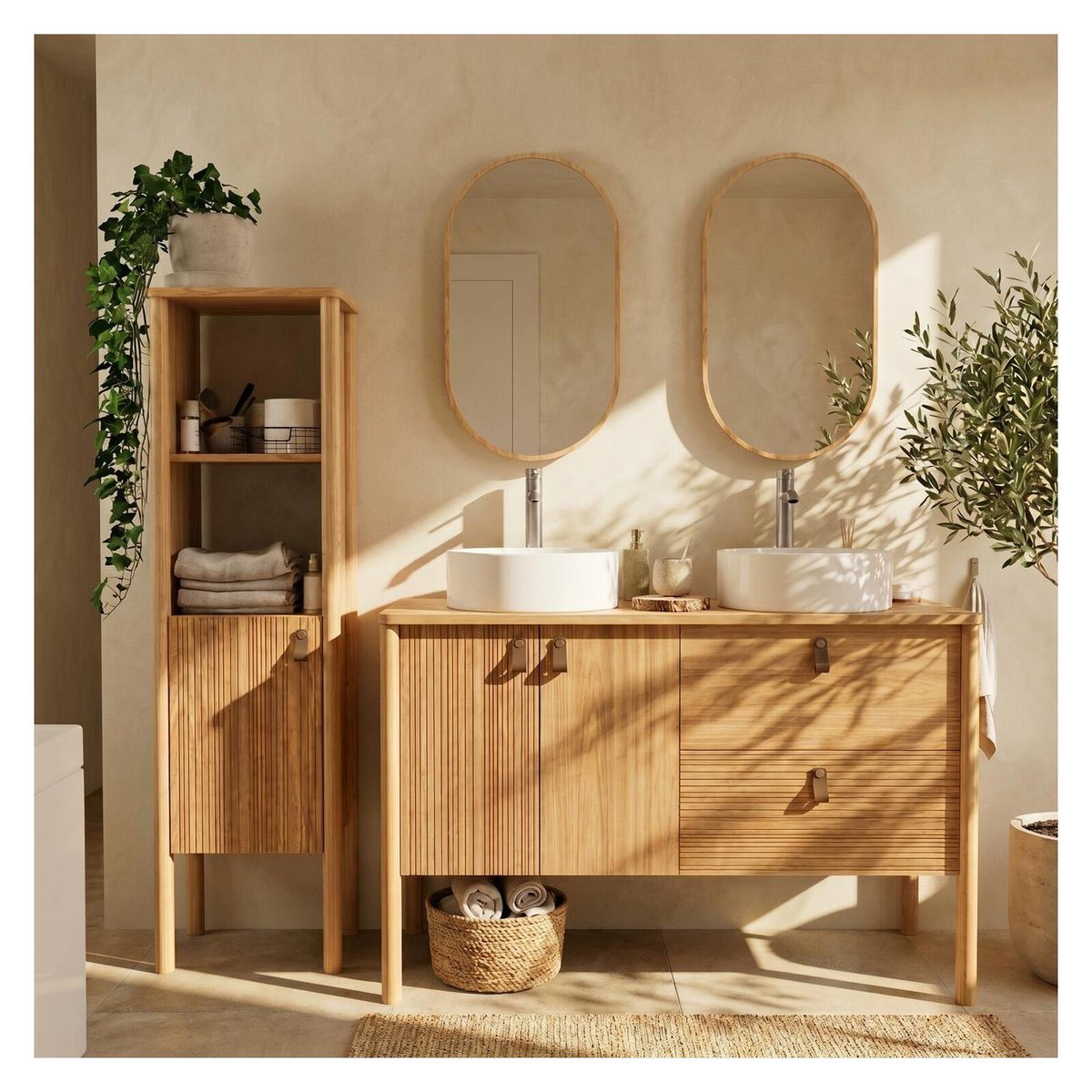 Meuble double vasque 120 cm JOY chêne, MOB IN