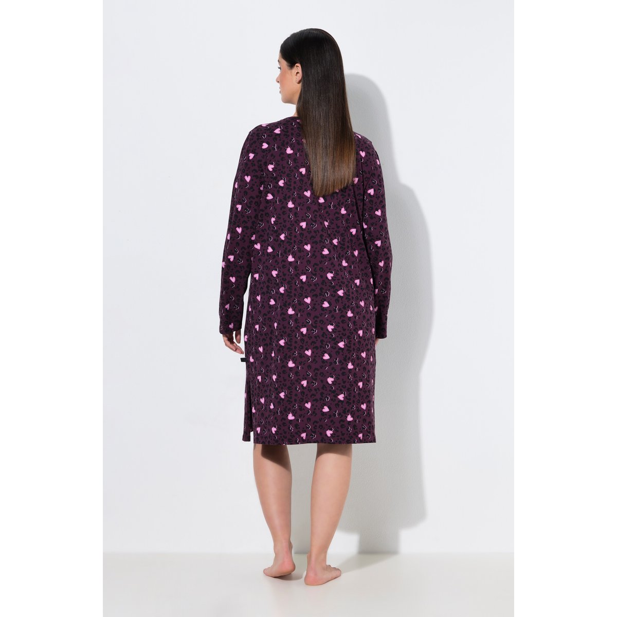 Lot de grands T-shirts avec motif cœurs prune foncé, ULLA POPKEN