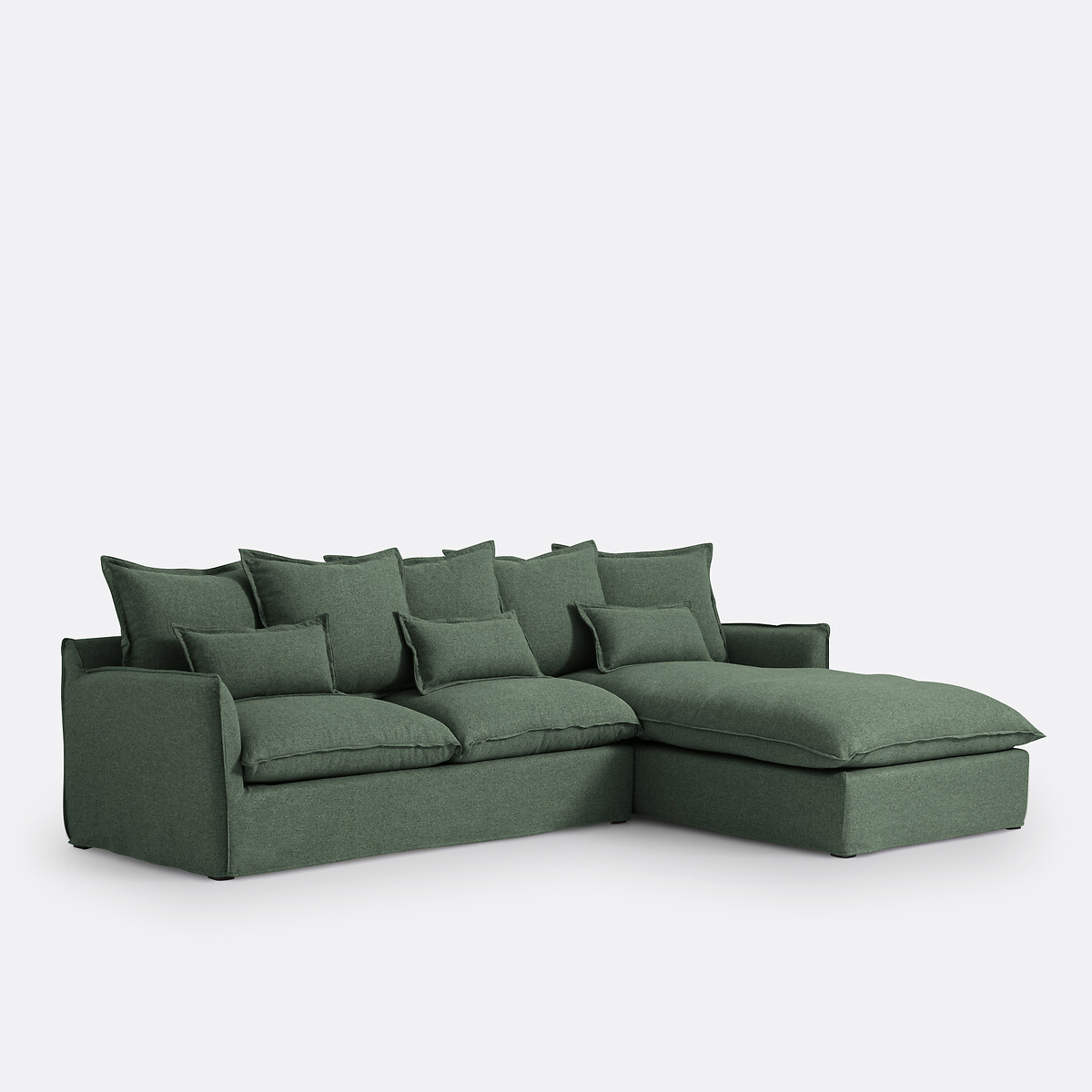 Hoekbank, omvormbaar, afneembare hoes, 4-zit, polyester, Odna bosgroen, LA REDOUTE INTERIEURS