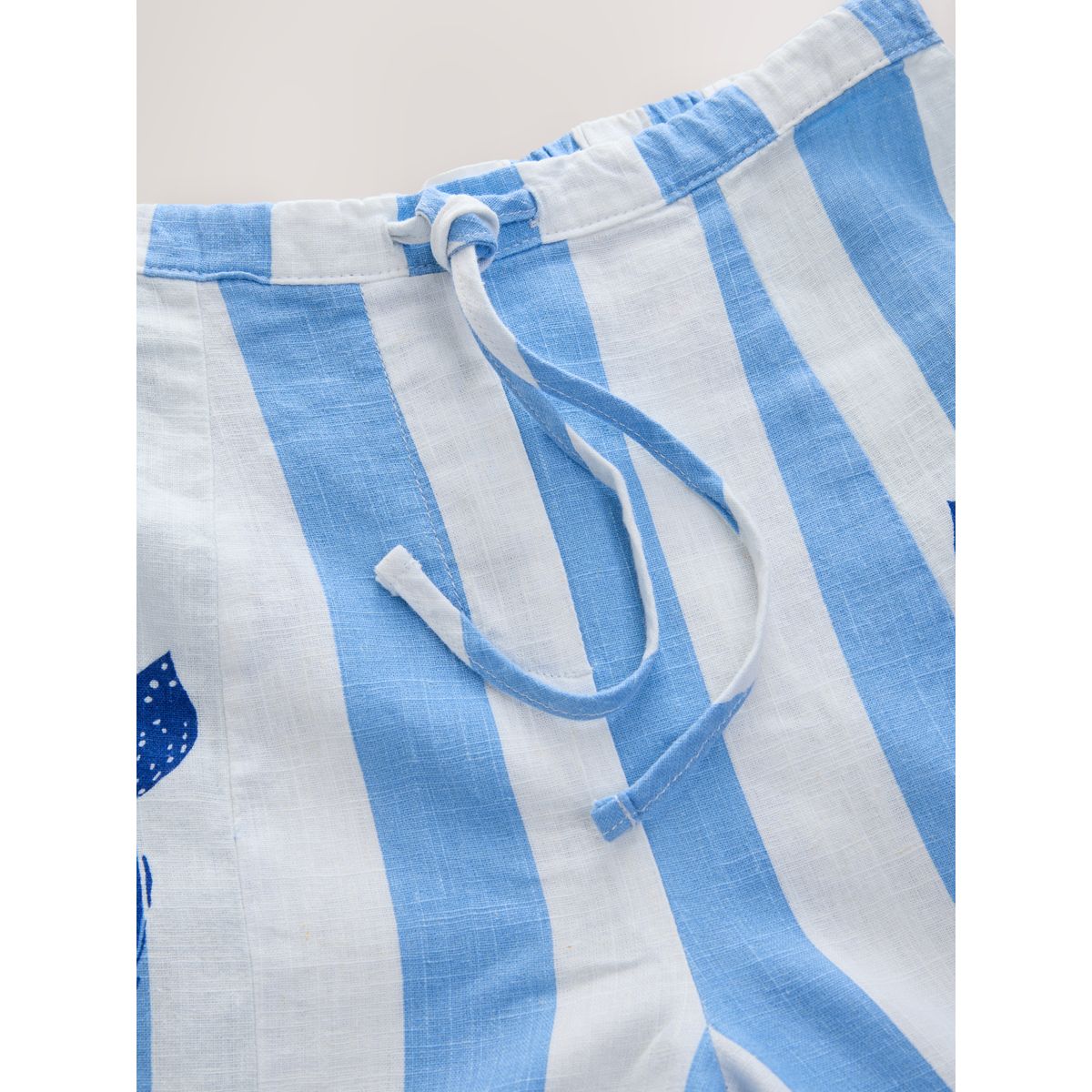 Pantalon en mélange de lin coupe large rayures nautiques bleues et blanches, NEXT