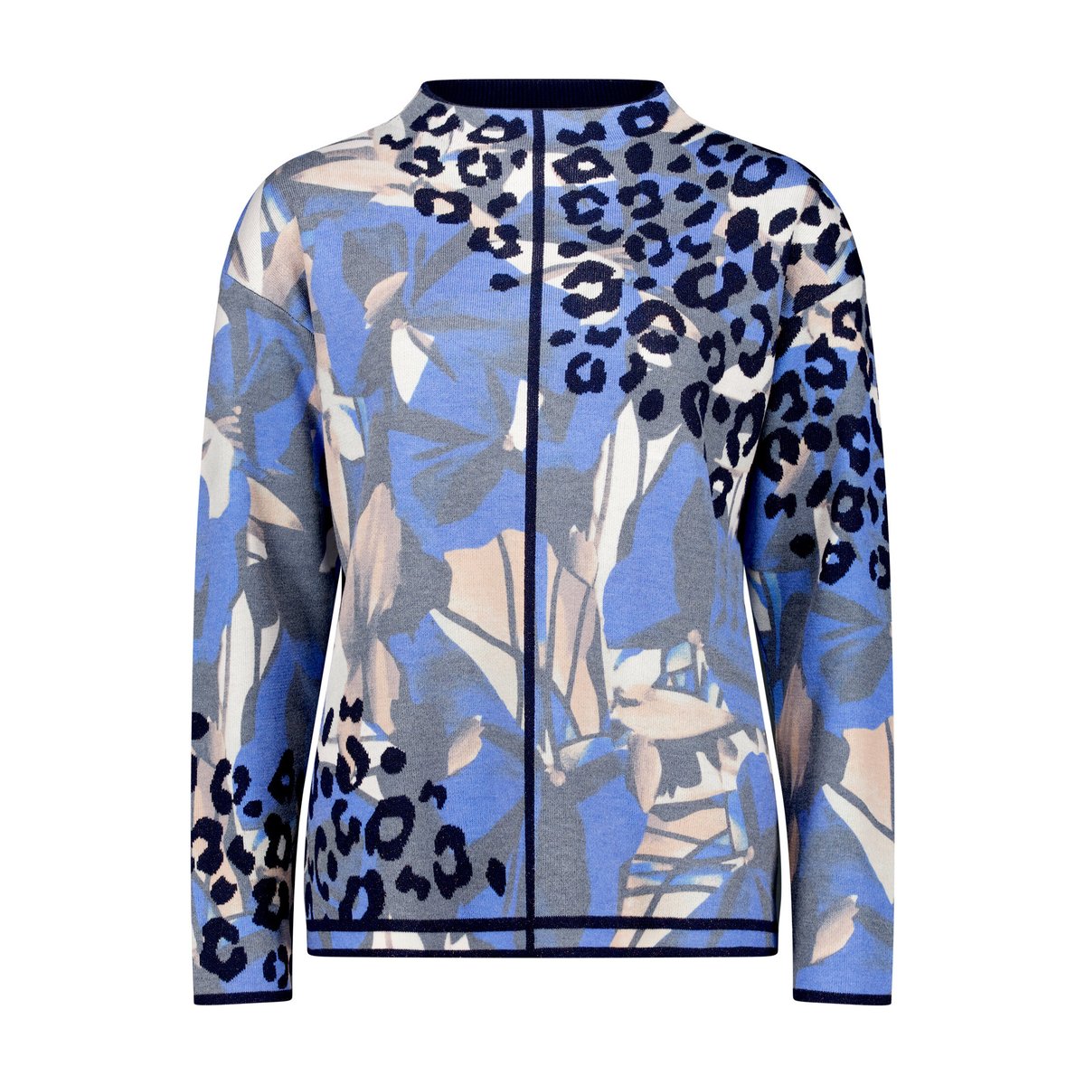 Pull-over en maille à imprimé bleu/beige, BETTY BARCLAY