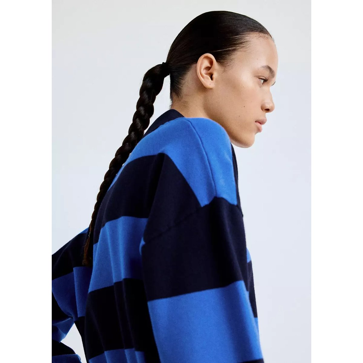 Pull-over rayures col polo bleu marine, MANGO
