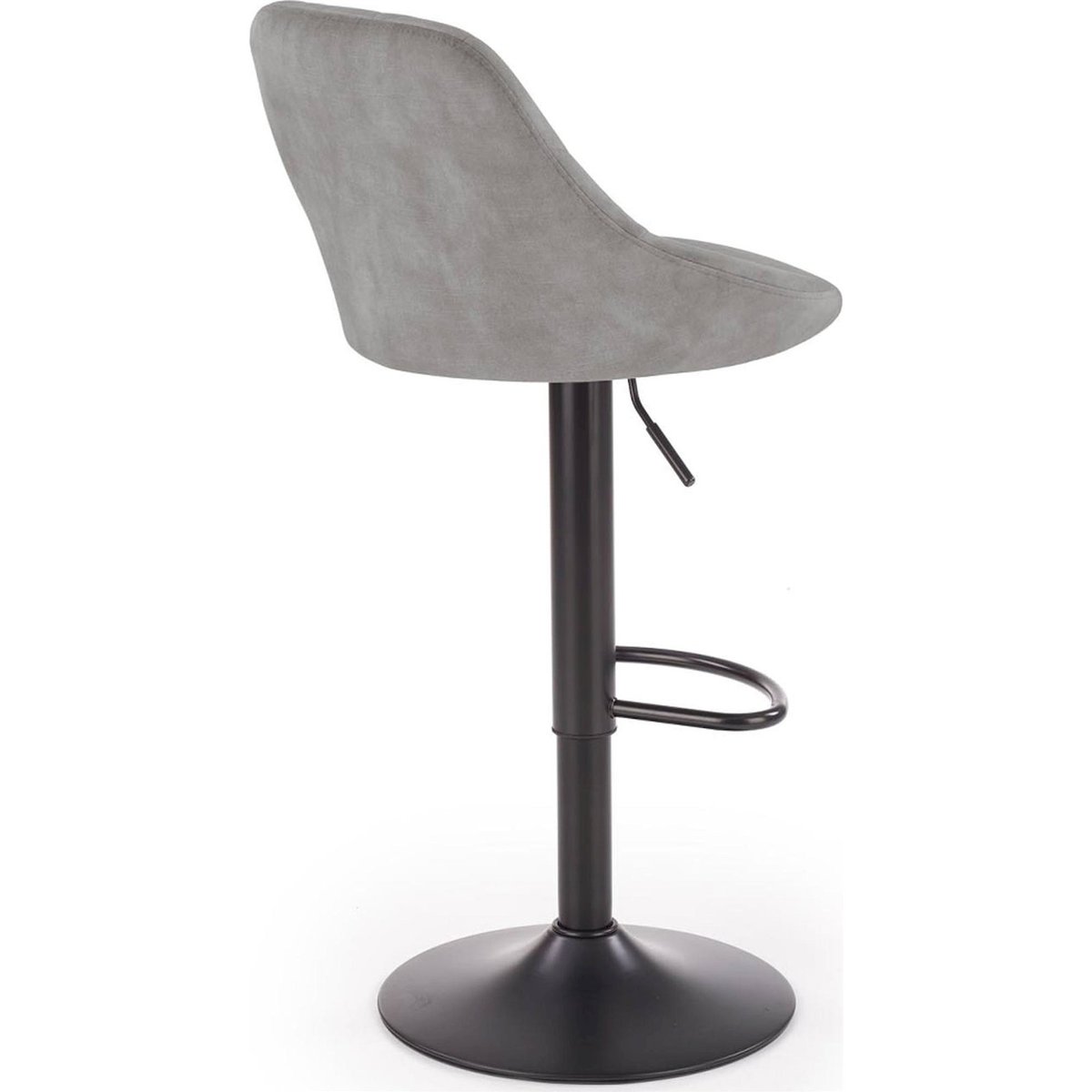 Tabouret de bar réglable en velours matelassé gris cendré velours, RECOLLECTION