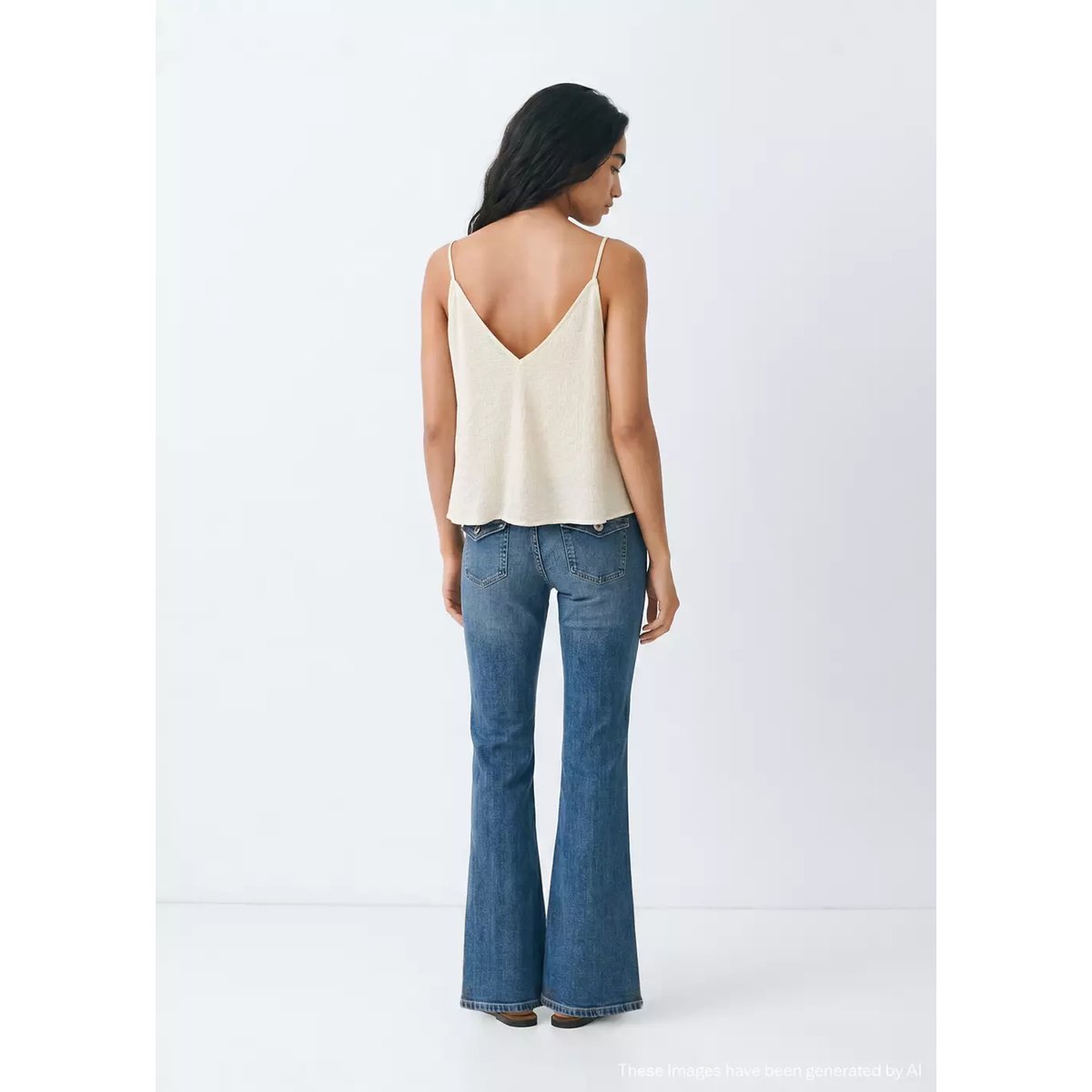 Top bretelles détails brodés blanc cassé, MANGO TEEN
