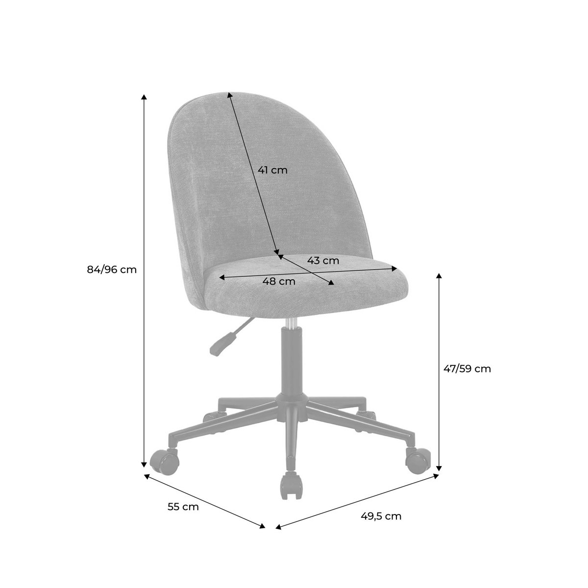 Chaise de bureau à roulettes tissu PHYL rouge, SWEEEK