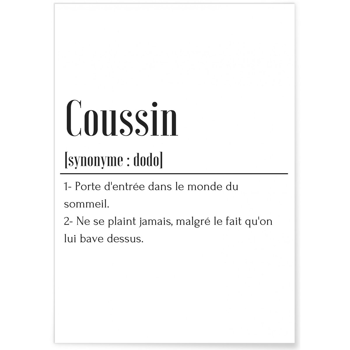 Affiche Définition Coussin blanc, L'AFFICHERIE