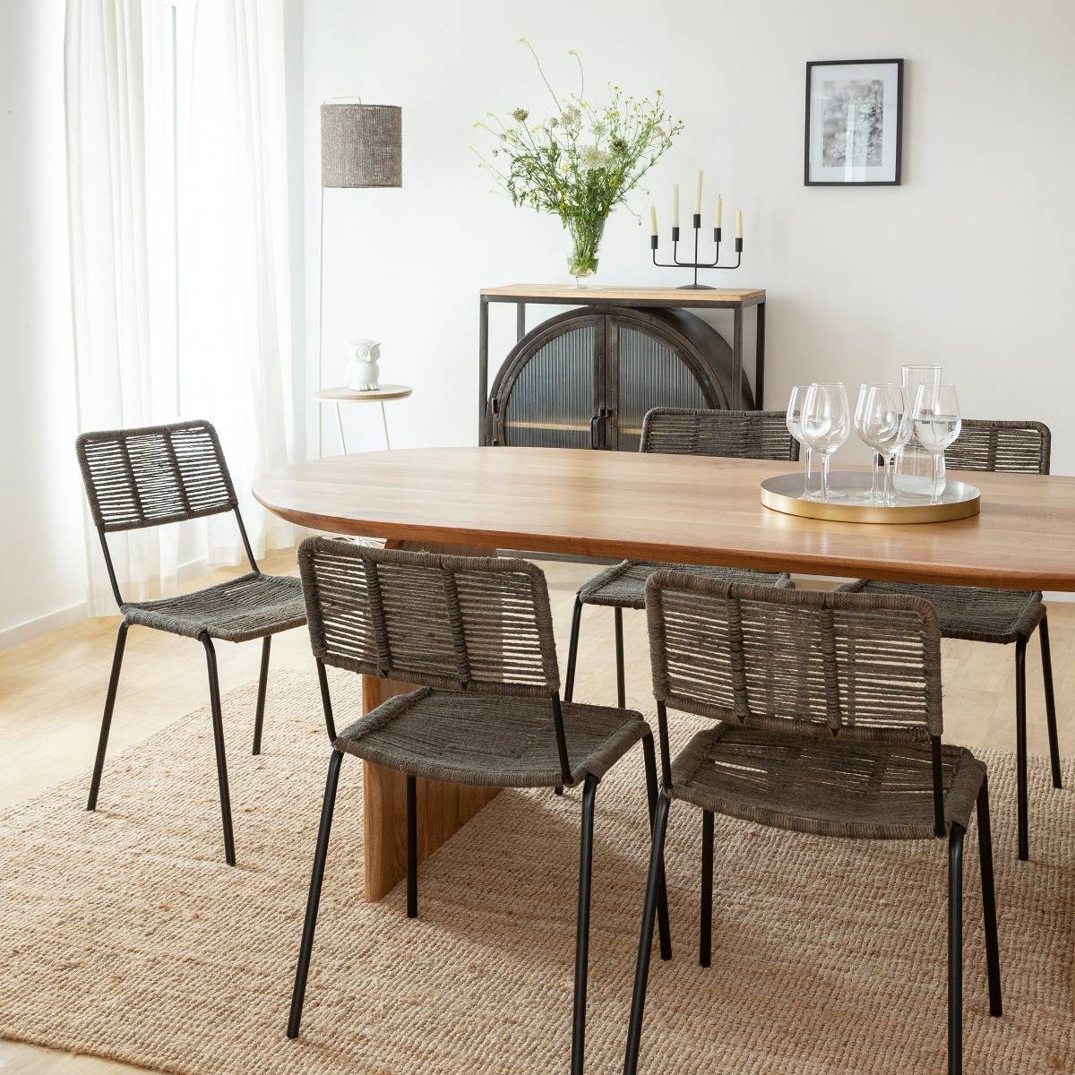 Table à manger en bois d'acacia PAULO bois clair, MADE IN MEUBLES