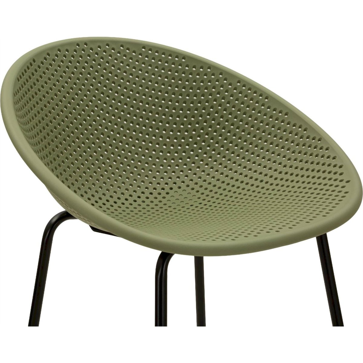 Lot de 2 tabourets de bar ajourés pieds en métal vert et noir, RECOLLECTION
